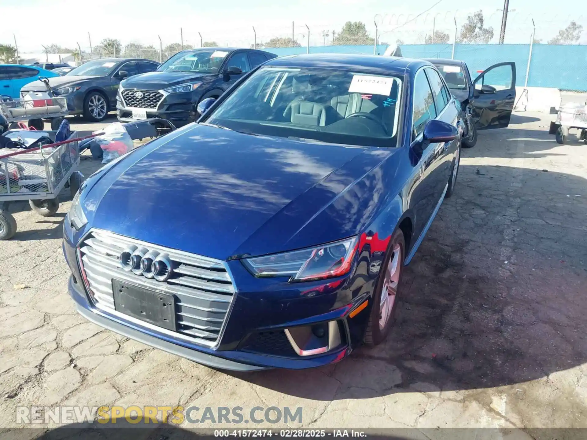 2 Photograph of a damaged car WAUDNAF44KN006633 AUDI A4 2019