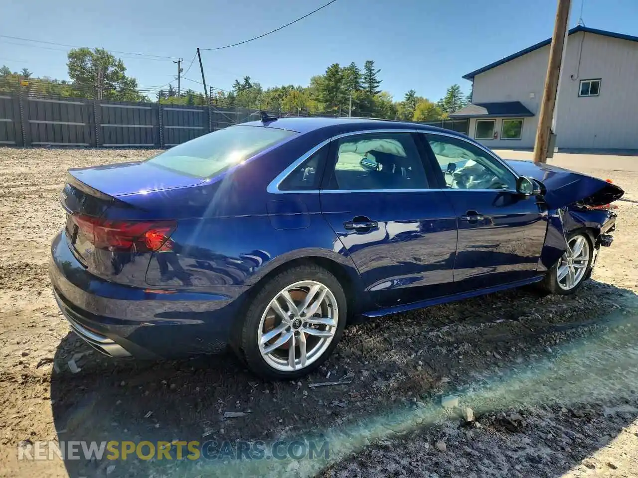 3 fotografías del automóvil dañado WAUEAAF40MA039560 AUDI A4 2021