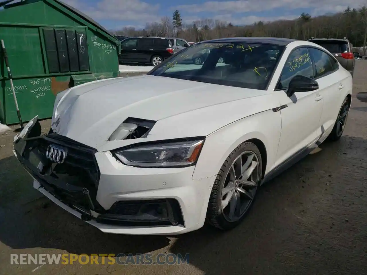 2 fotografías del automóvil dañado WAUFNCF58KA034889 AUDI A5 2019