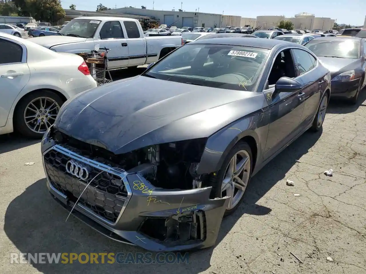 1 Photograph of a damaged car WAUFACF52MA025944 AUDI A5 2021