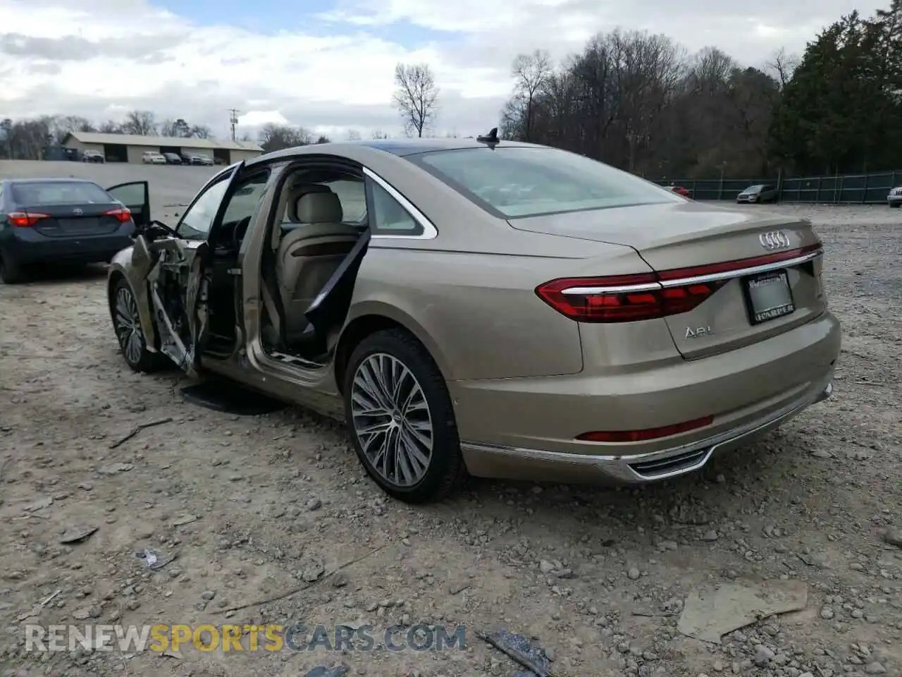 3 fotografías del automóvil dañado WAU8DAF89KN018025 AUDI A8 2019