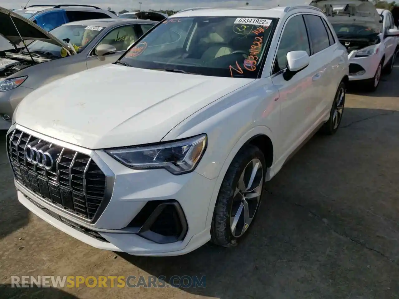 2 fotografías del automóvil dañado WA1EECF37L1078309 AUDI Q3 2020