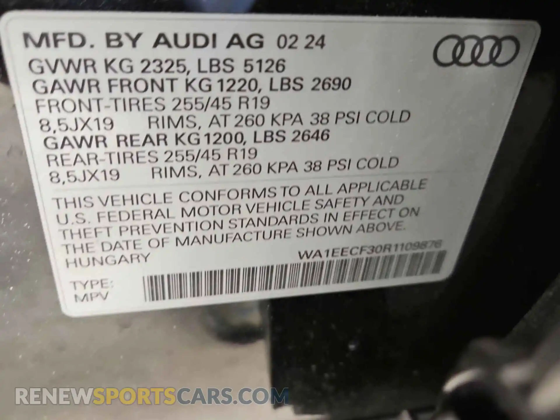 1 Photograph of a damaged car WA1EECF30R1109876 AUDI Q3 2024
