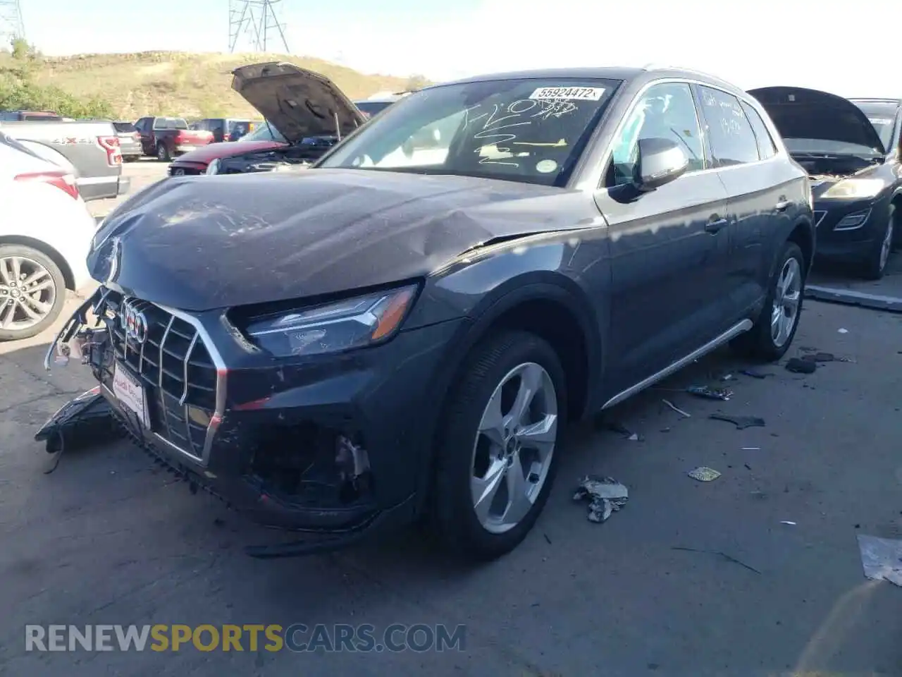 2 fotografías del automóvil dañado WA1BAAFY3M2016254 AUDI Q5 2021