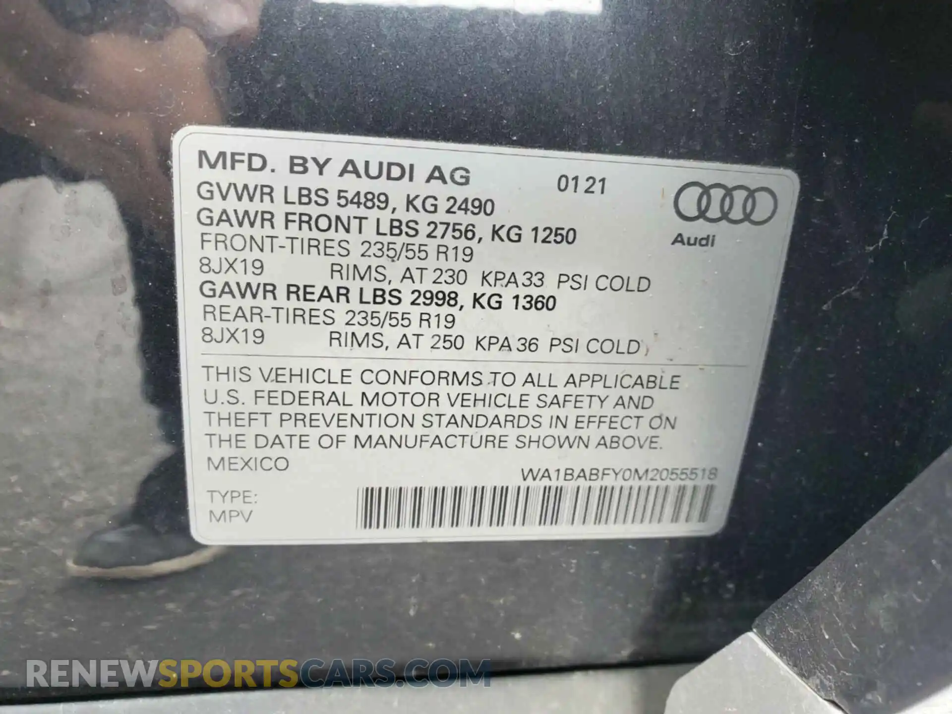 1 Photograph of a damaged car WA1BABFY0M2055518 AUDI Q5 2021