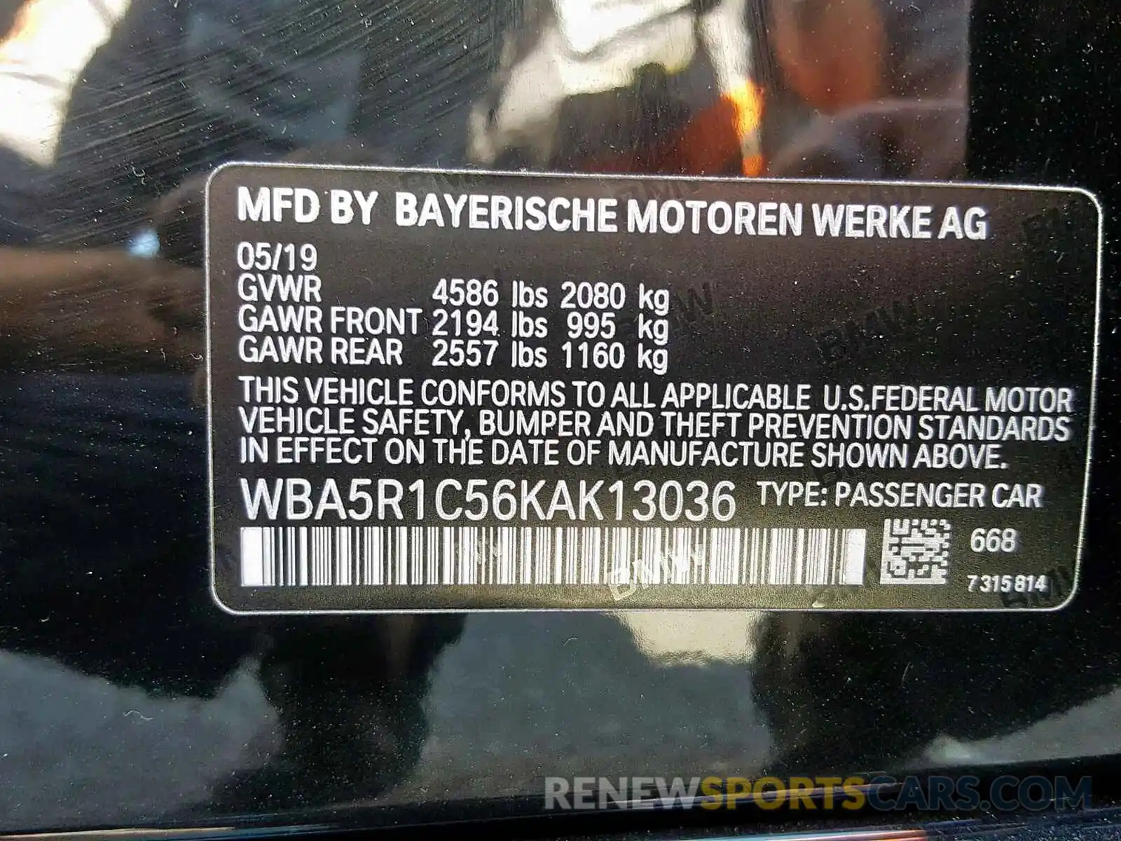 10 Photograph of a damaged car WBA5R1C56KAK13036 BMW 3 SERIES 2019