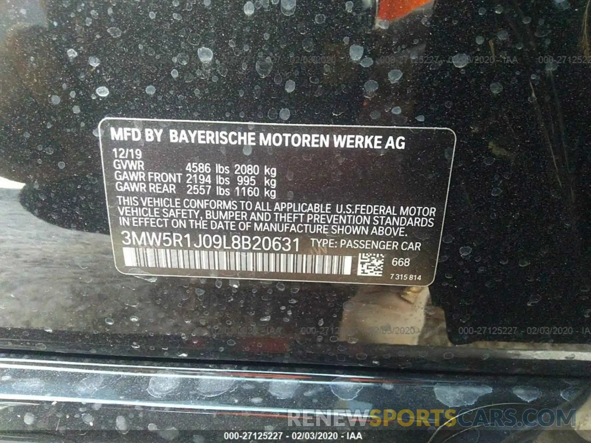 9 Photograph of a damaged car 3MW5R1J09L8B20631 BMW 330I 2020
