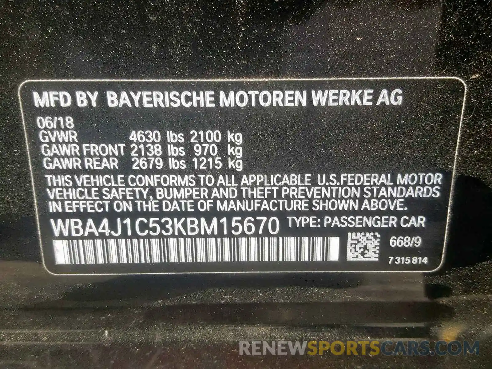 10 Photograph of a damaged car WBA4J1C53KBM15670 BMW 4 SERIES 2019