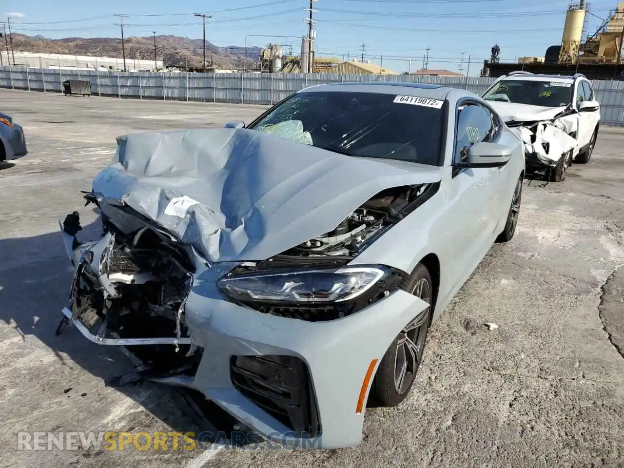 2 fotografías del automóvil dañado WBA53AP03NCK53308 BMW 4 SERIES 2022