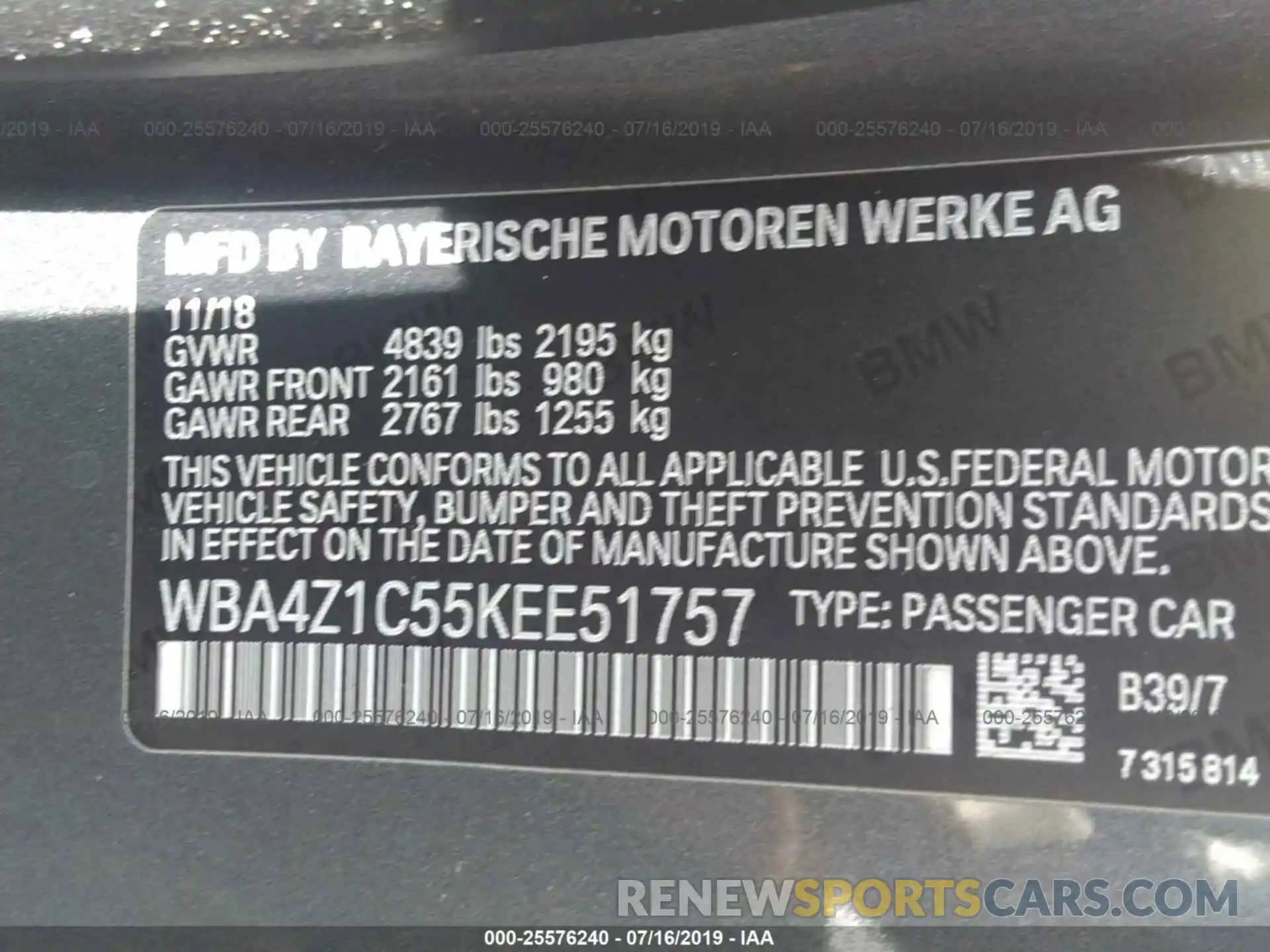 9 Photograph of a damaged car WBA4Z1C55KEE51757 BMW 430I 2019