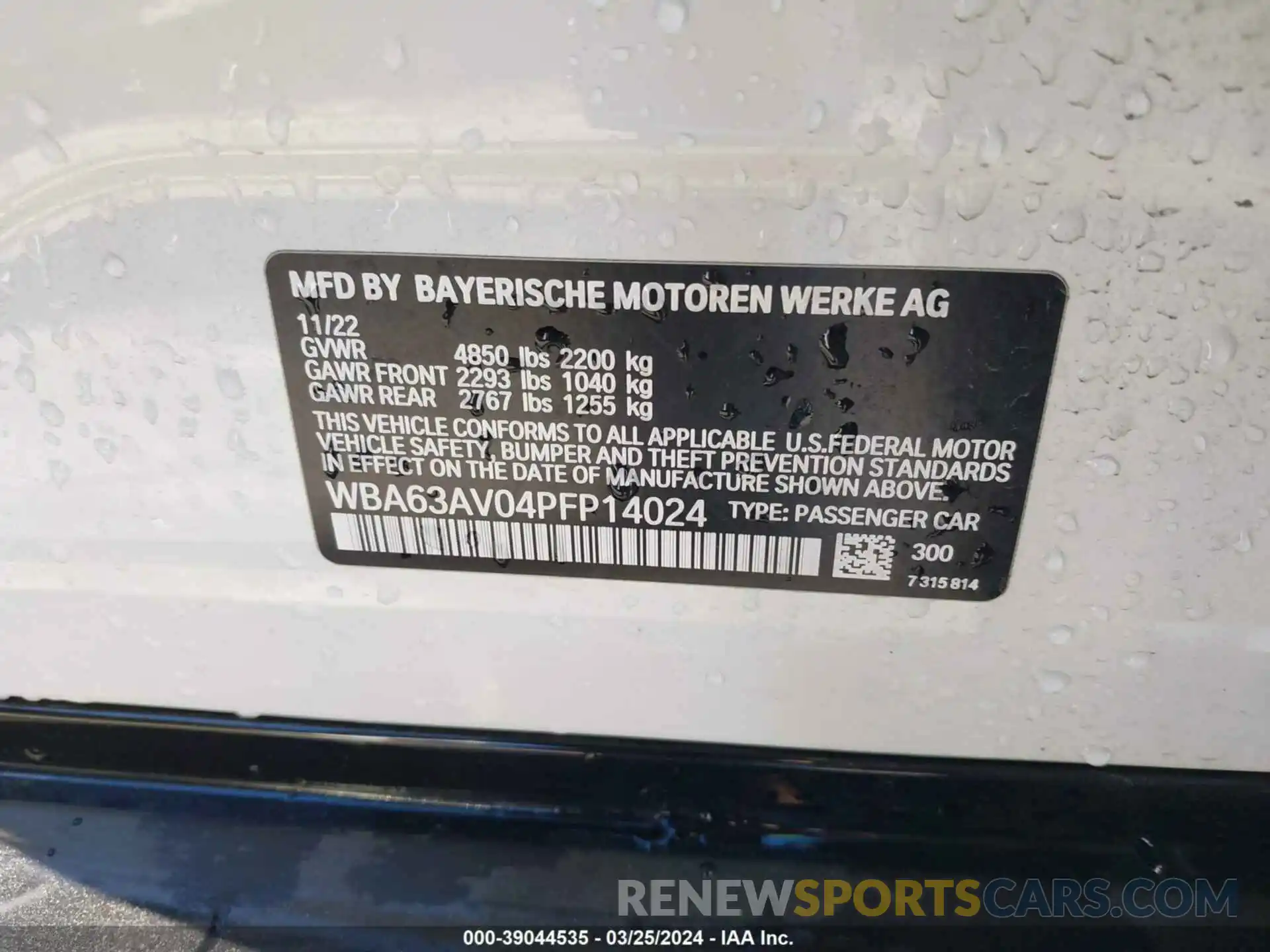 9 Photograph of a damaged car WBA63AV04PFP14024 BMW 430I 2023