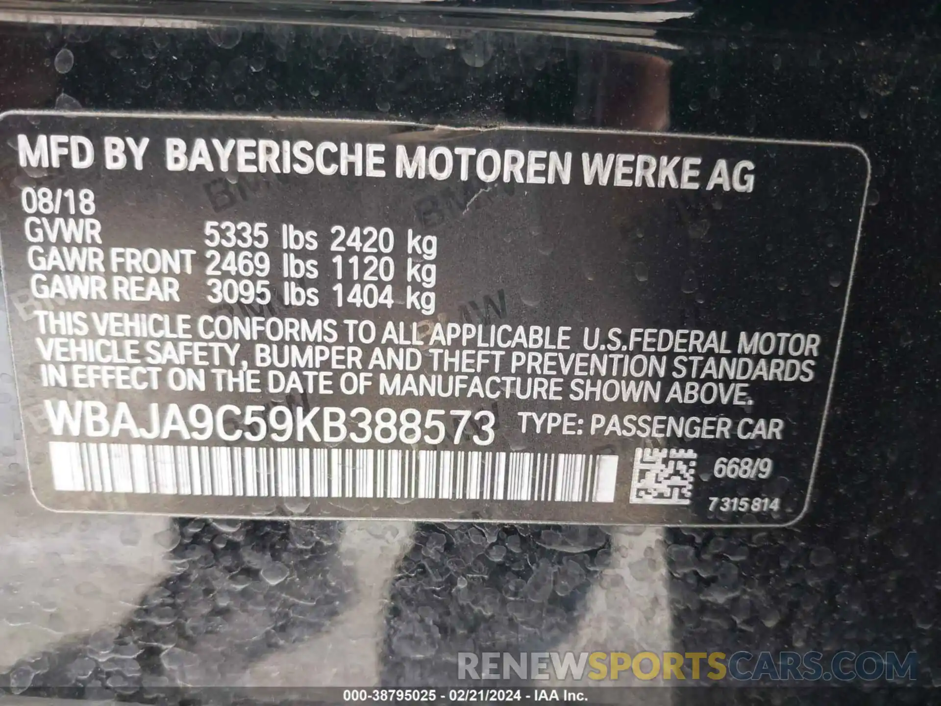 9 Photograph of a damaged car WBAJA9C59KB388573 BMW 530E 2019