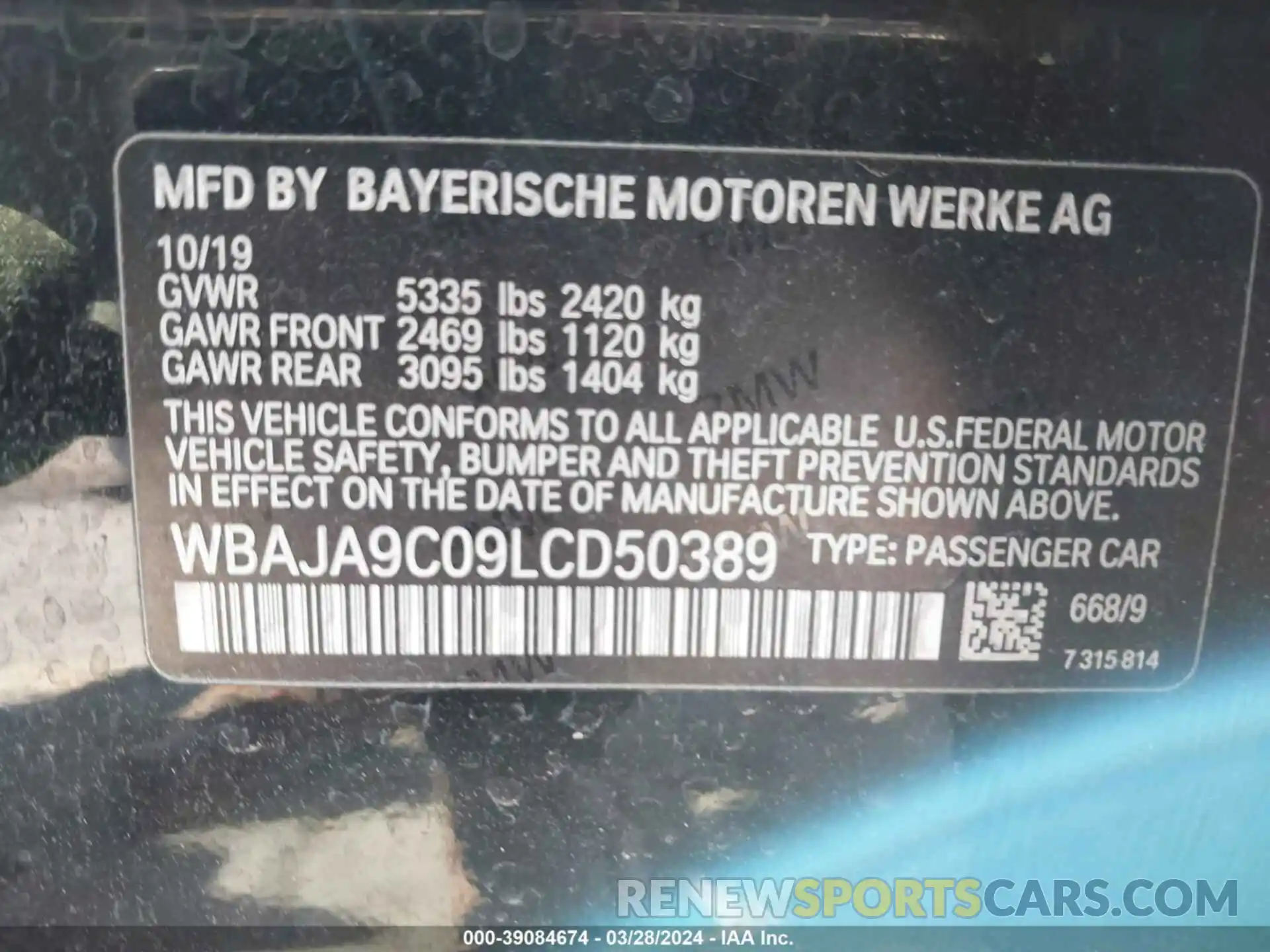 9 Photograph of a damaged car WBAJA9C09LCD50389 BMW 530E 2020