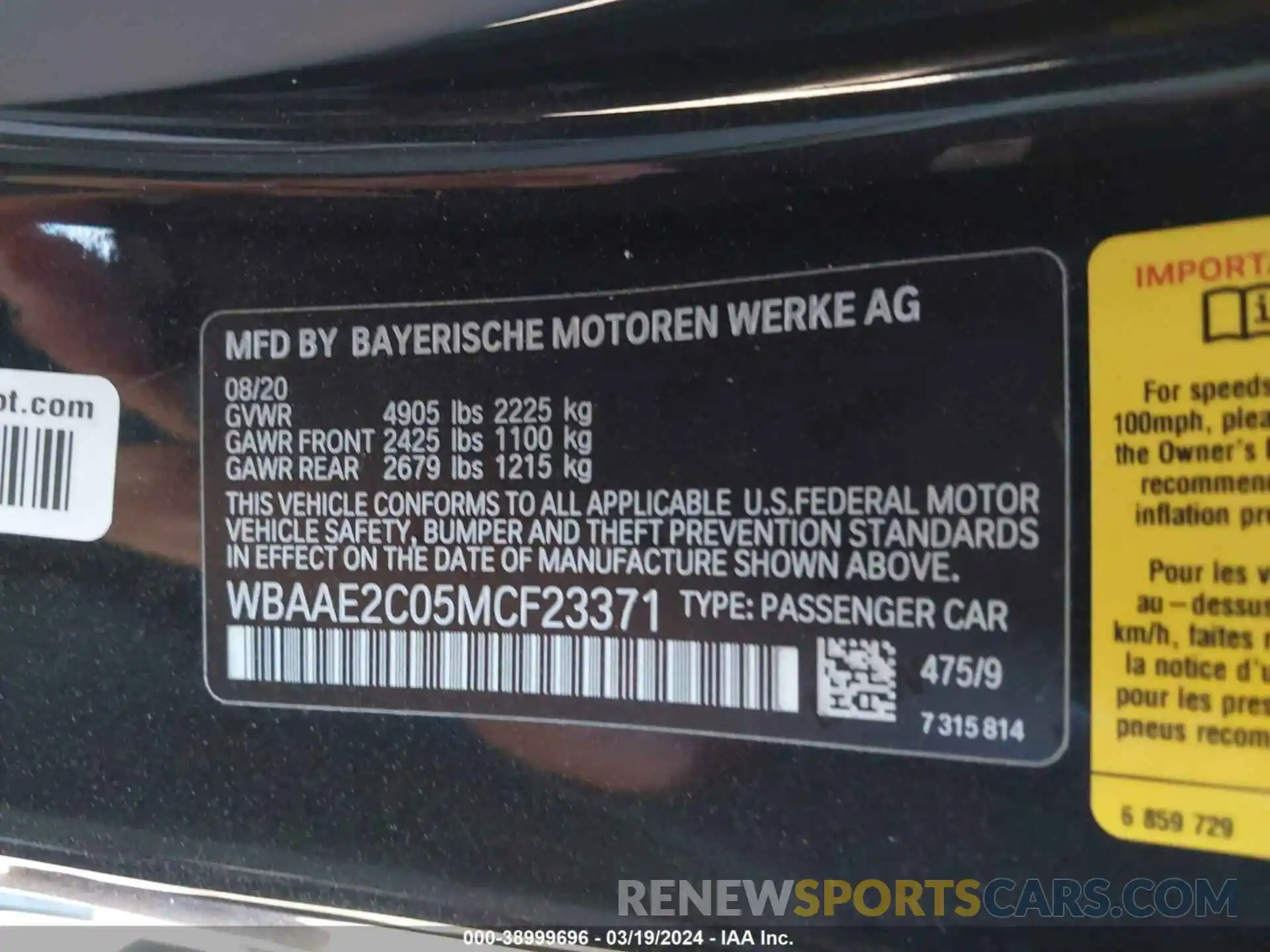 9 Photograph of a damaged car WBAAE2C05MCF23371 BMW 840I 2021
