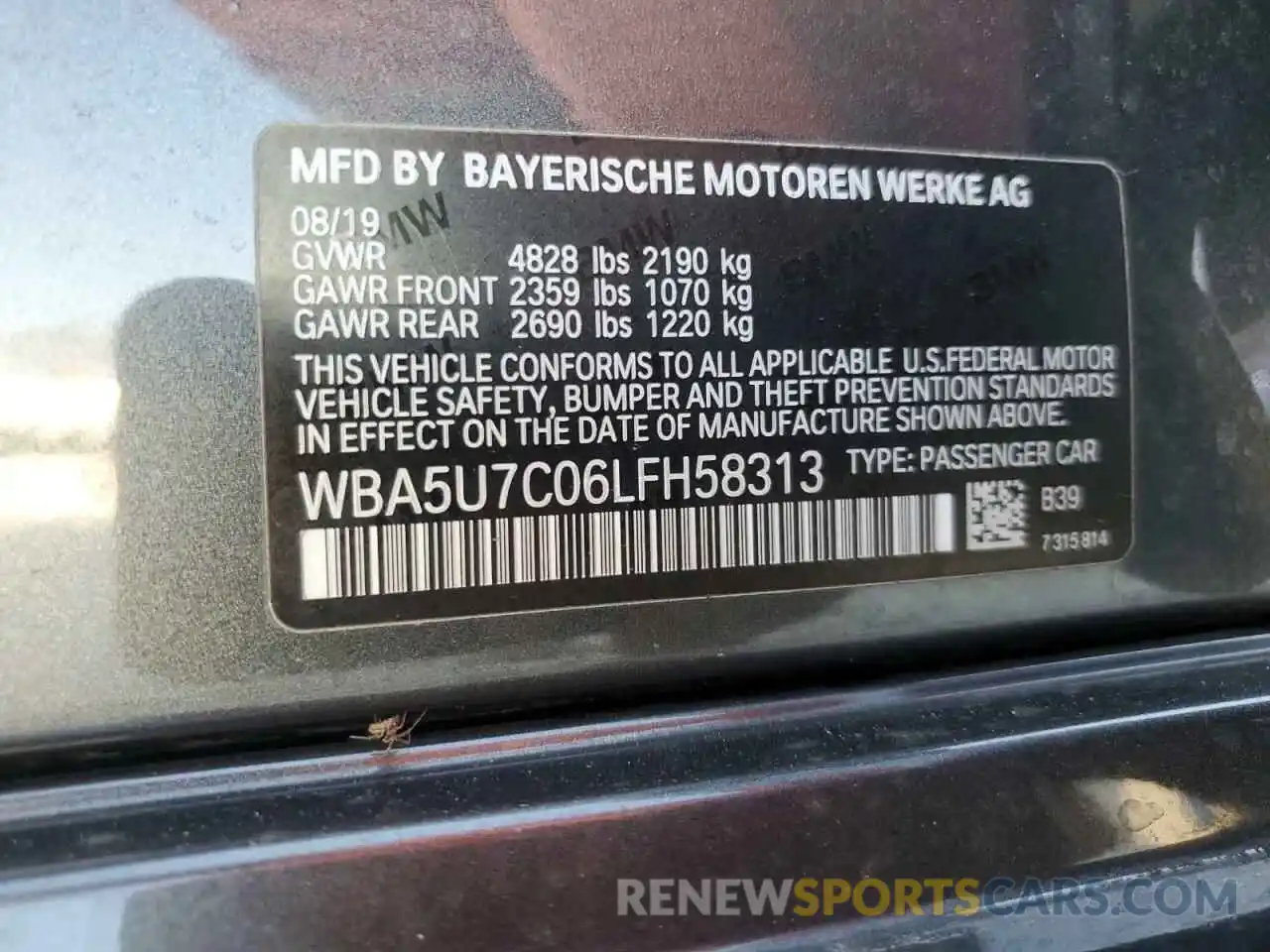 12 Photograph of a damaged car WBA5U7C06LFH58313 BMW M3 2020