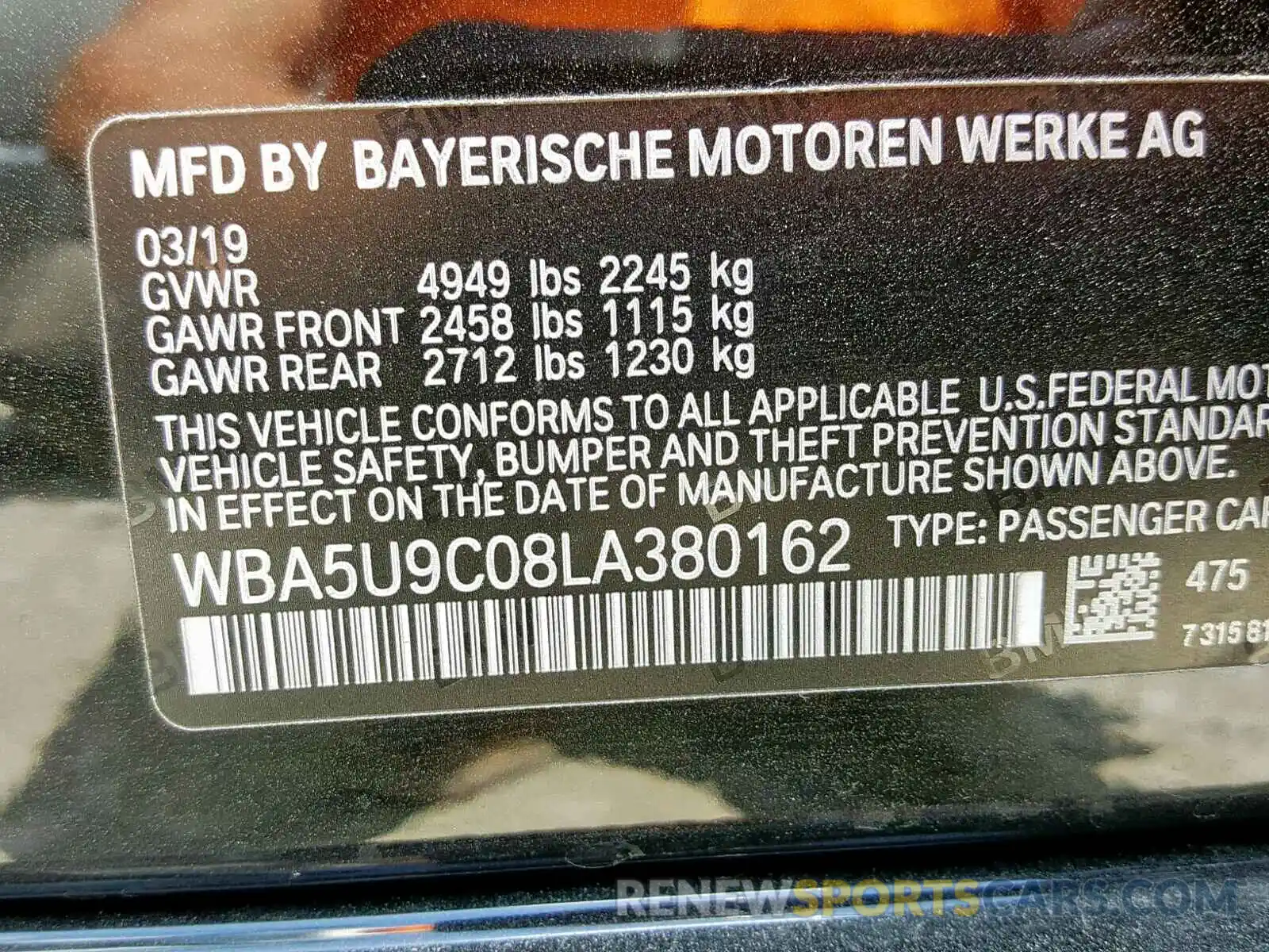 10 Photograph of a damaged car WBA5U9C08LA380162 BMW M340XI 2020