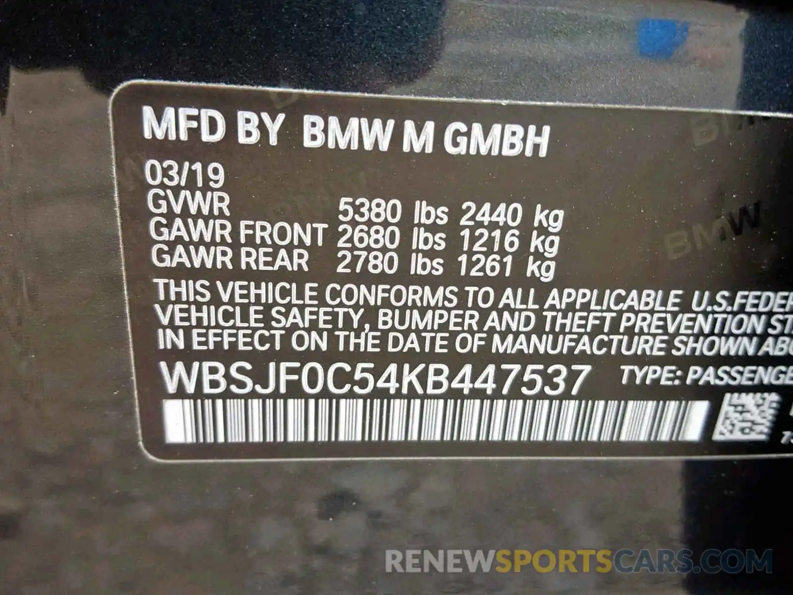 10 Photograph of a damaged car WBSJF0C54KB447537 BMW M5 2019