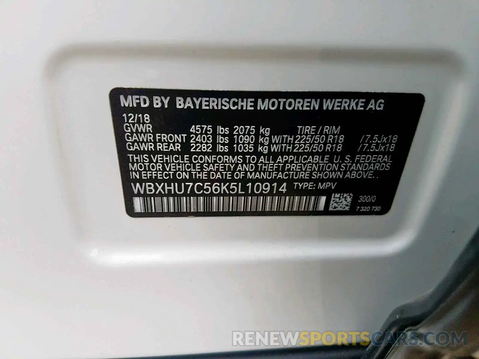 10 Photograph of a damaged car WBXHU7C56K5L10914 BMW X1 SDRIVE2 2019