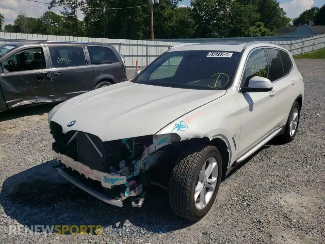 2 Photograph of a damaged car 5UXTR7C52KLF28029 BMW X3 2019