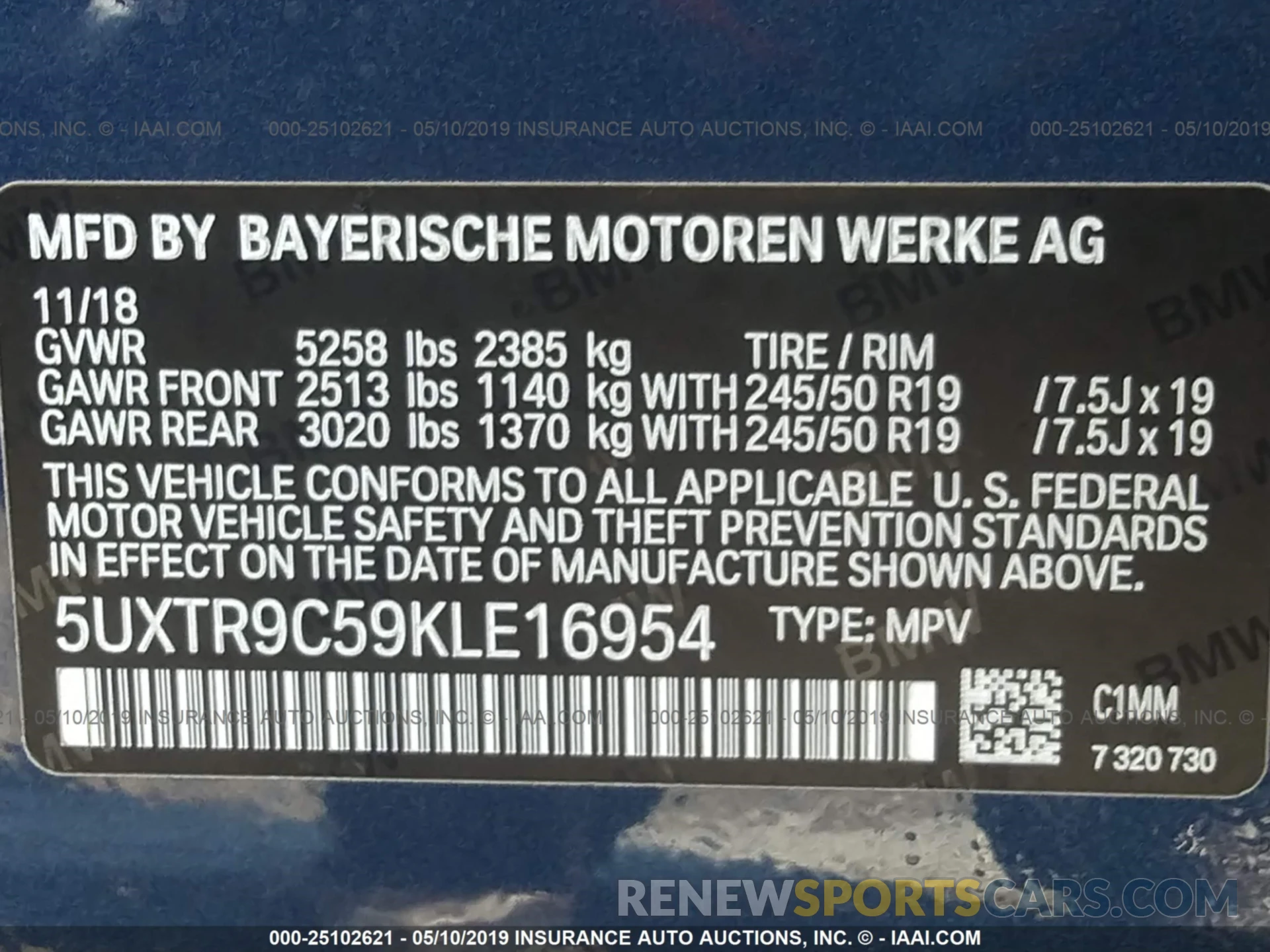 9 Photograph of a damaged car 5UXTR9C59KLE16954 BMW X3 2019