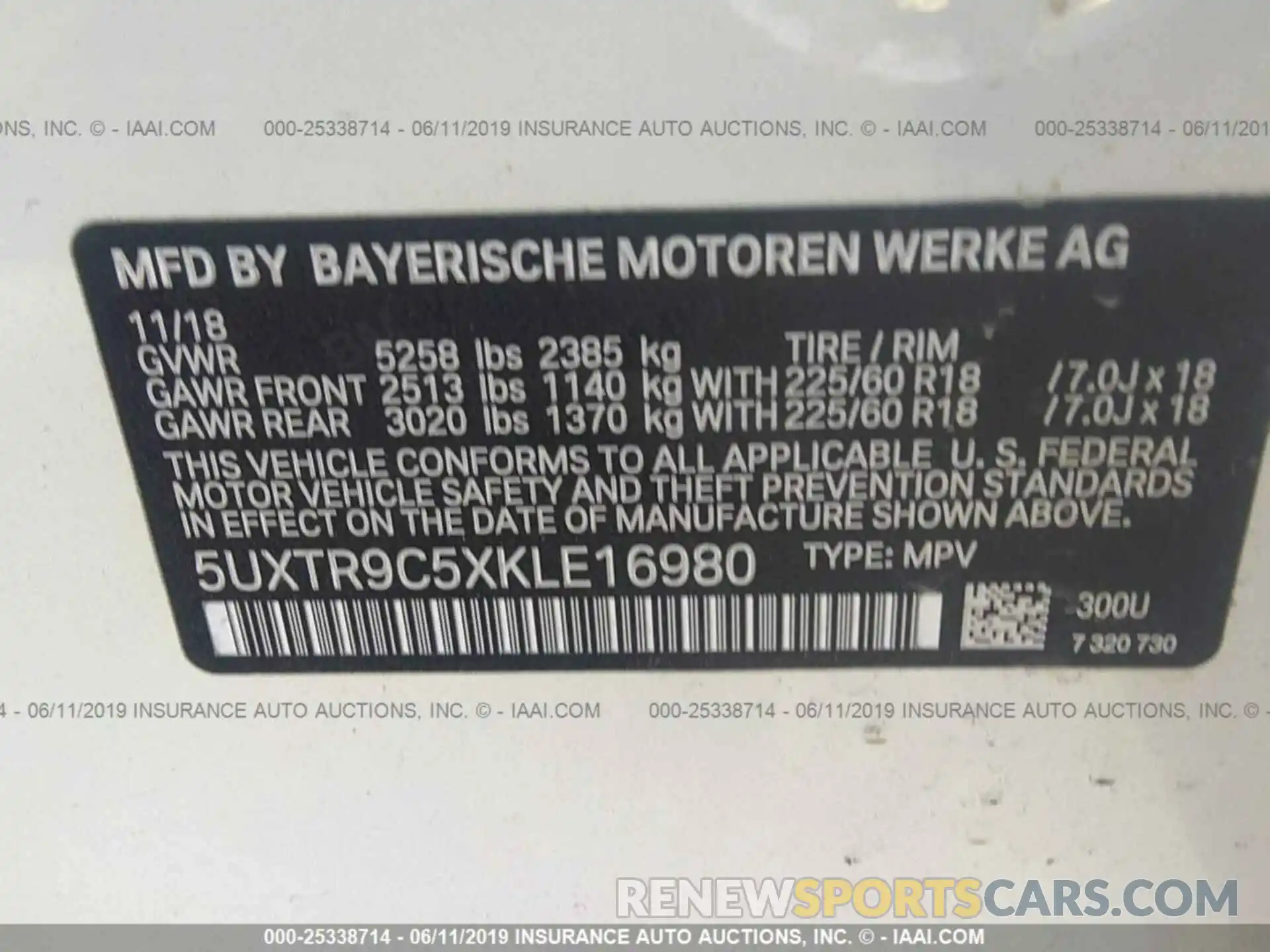 9 Photograph of a damaged car 5UXTR9C5XKLE16980 BMW X3 2019