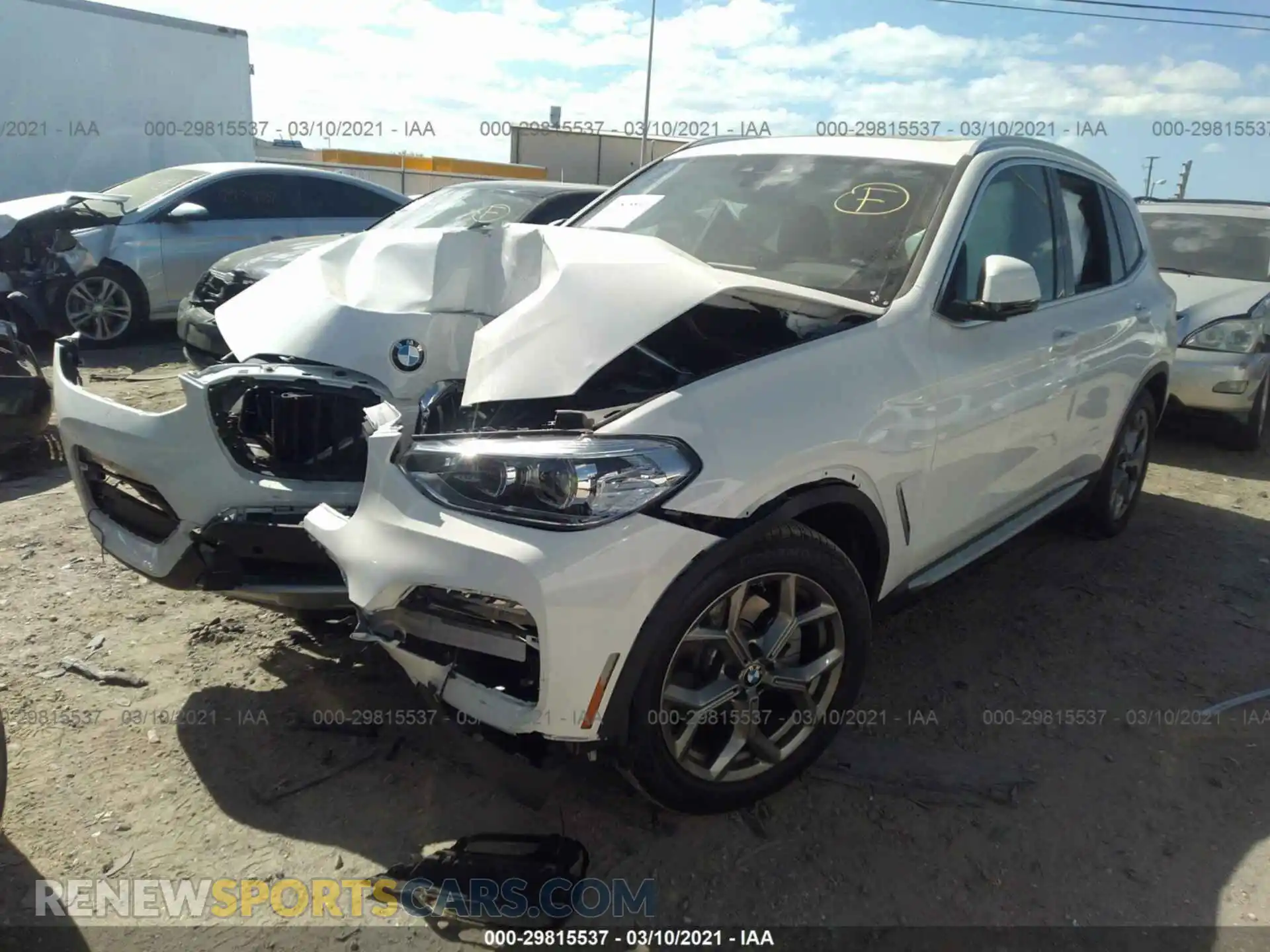 2 fotografías del automóvil dañado 5UXTY3C05M9E68943 BMW X3 2021