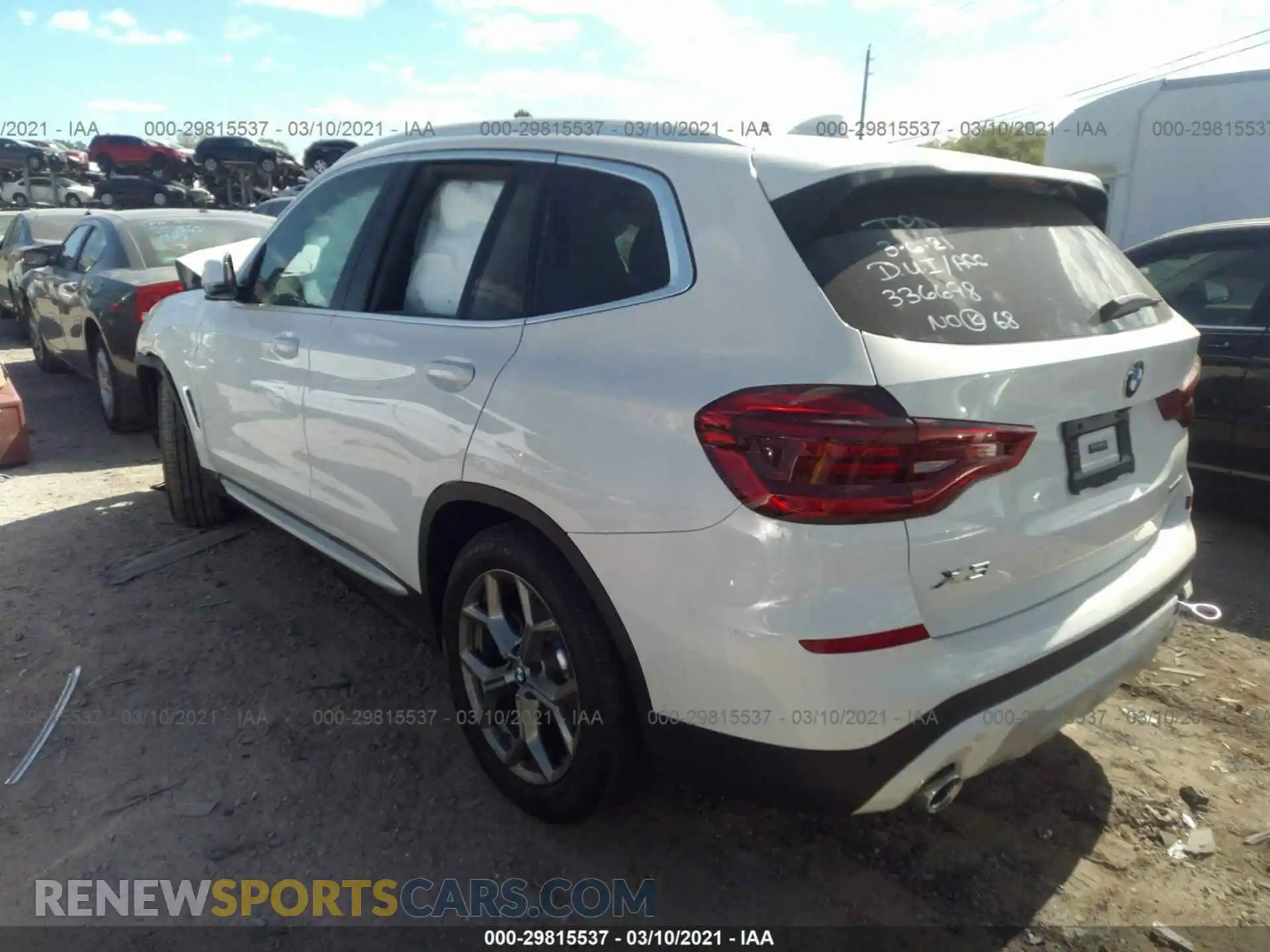 3 fotografías del automóvil dañado 5UXTY3C05M9E68943 BMW X3 2021