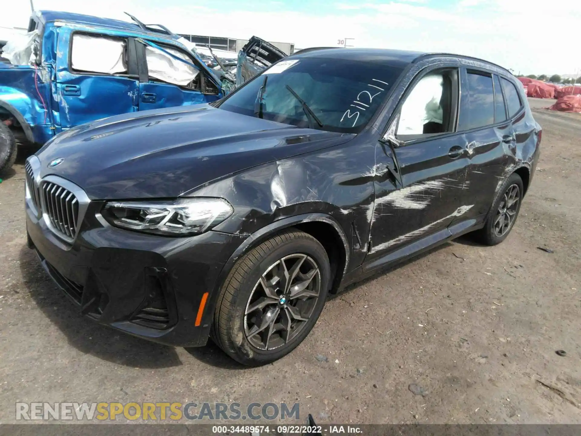 2 Photograph of a damaged car 5UX43DP01N9M26352 BMW X3 2022