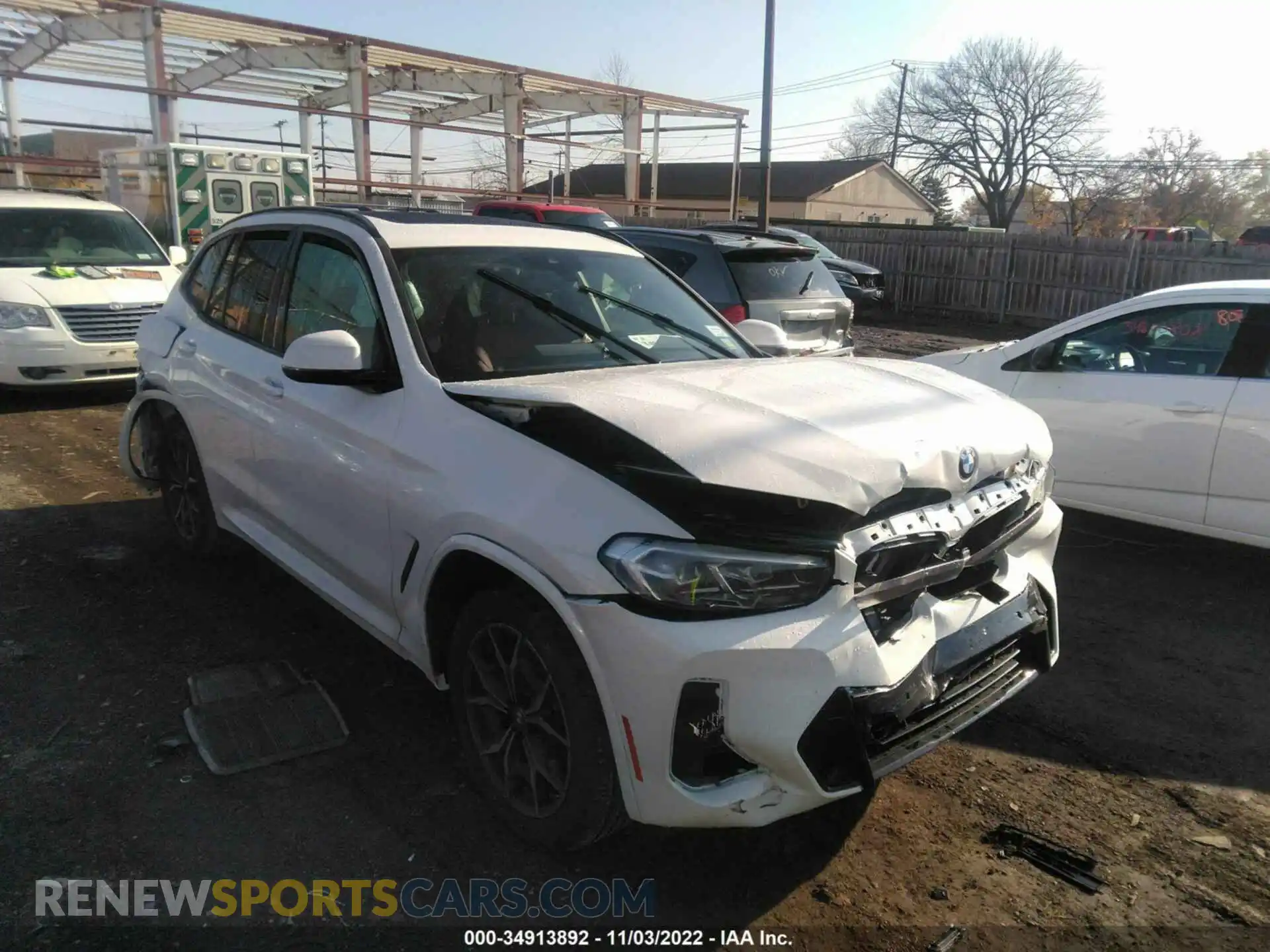 1 Photograph of a damaged car 5UX53DP07N9N28291 BMW X3 2022