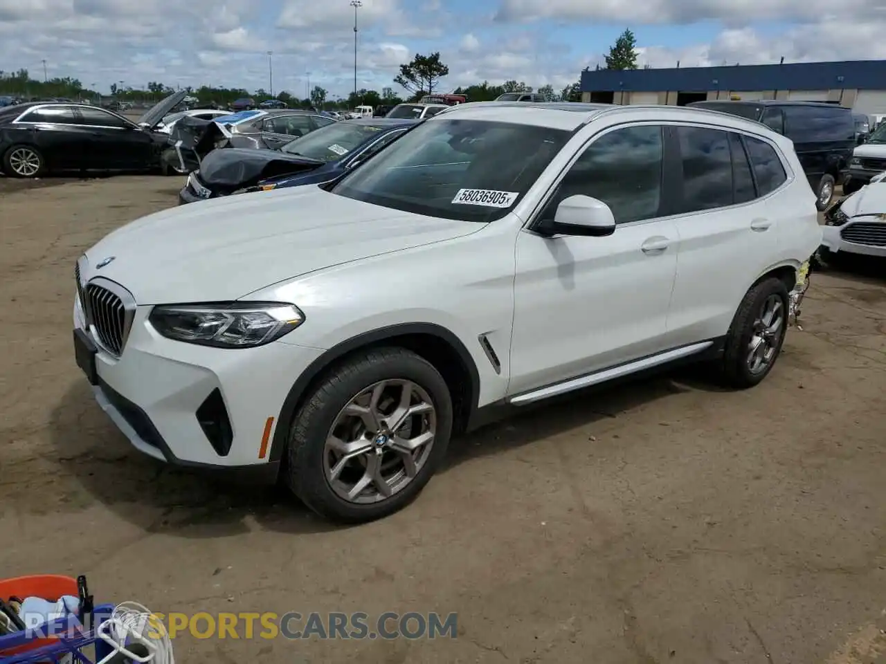 1 Photograph of a damaged car 5UX53DP09N9J20892 BMW X3 2022