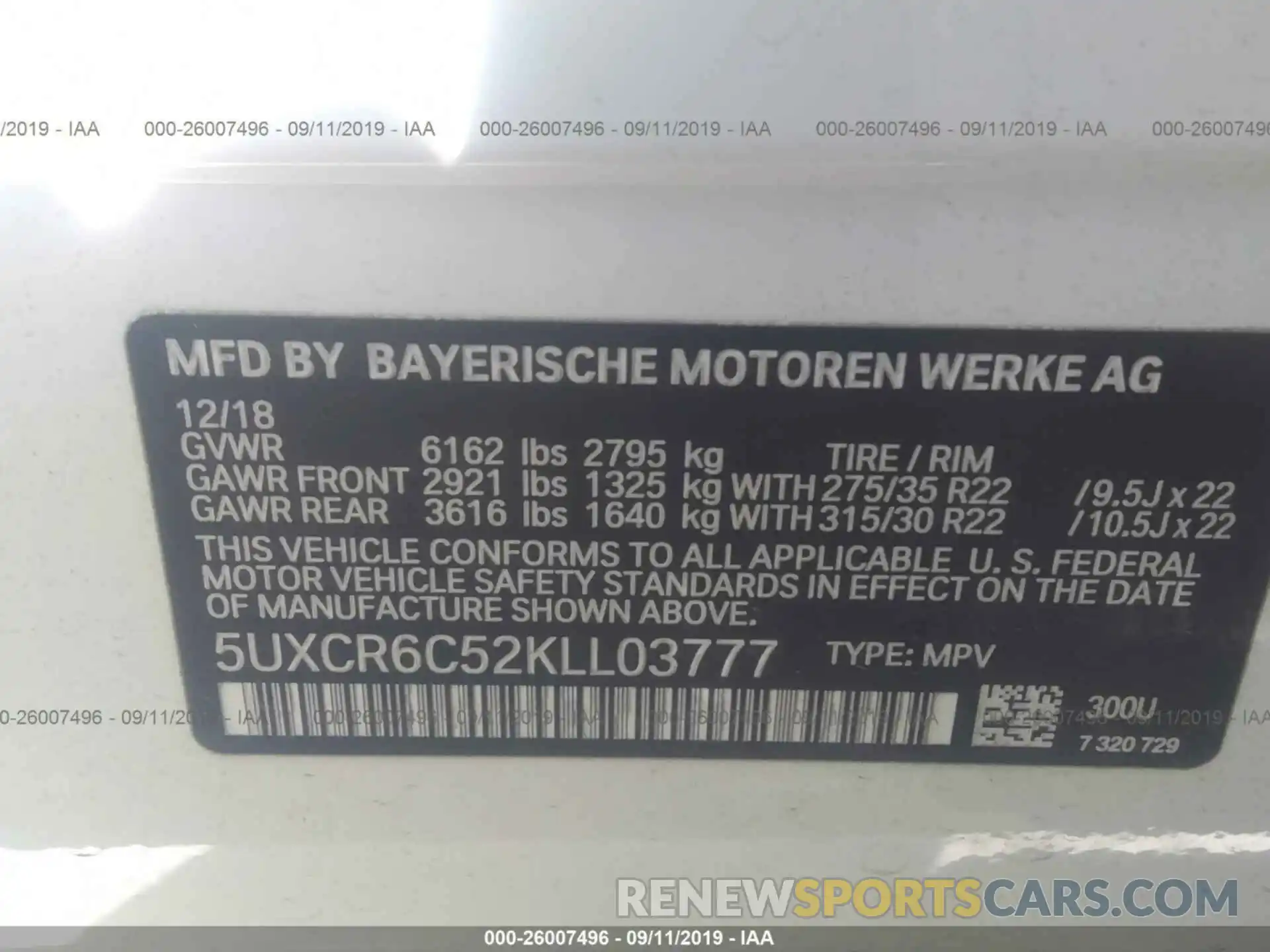 9 Photograph of a damaged car 5UXCR6C52KLL03777 BMW X5 2019