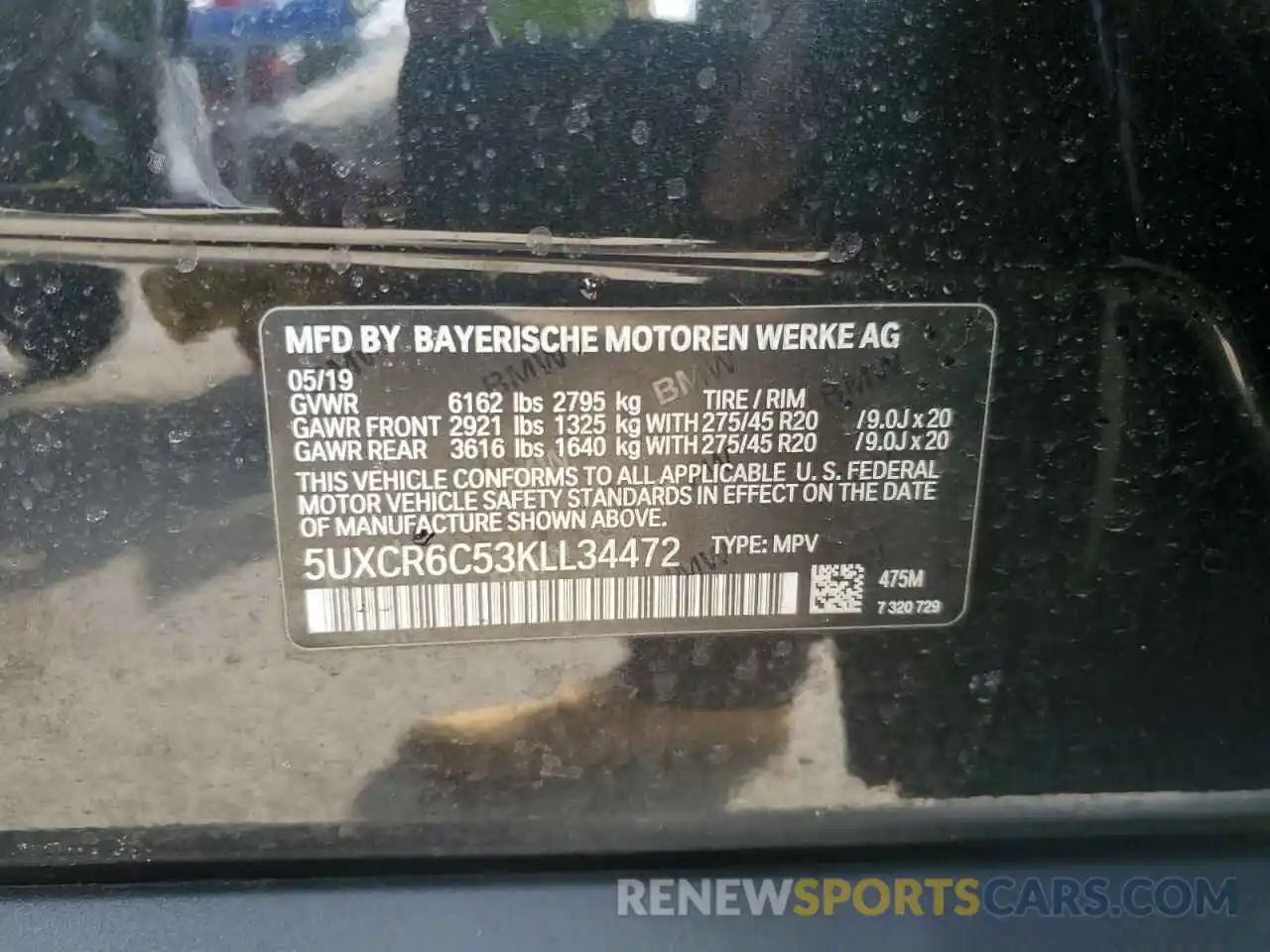 12 Photograph of a damaged car 5UXCR6C53KLL34472 BMW X5 2019