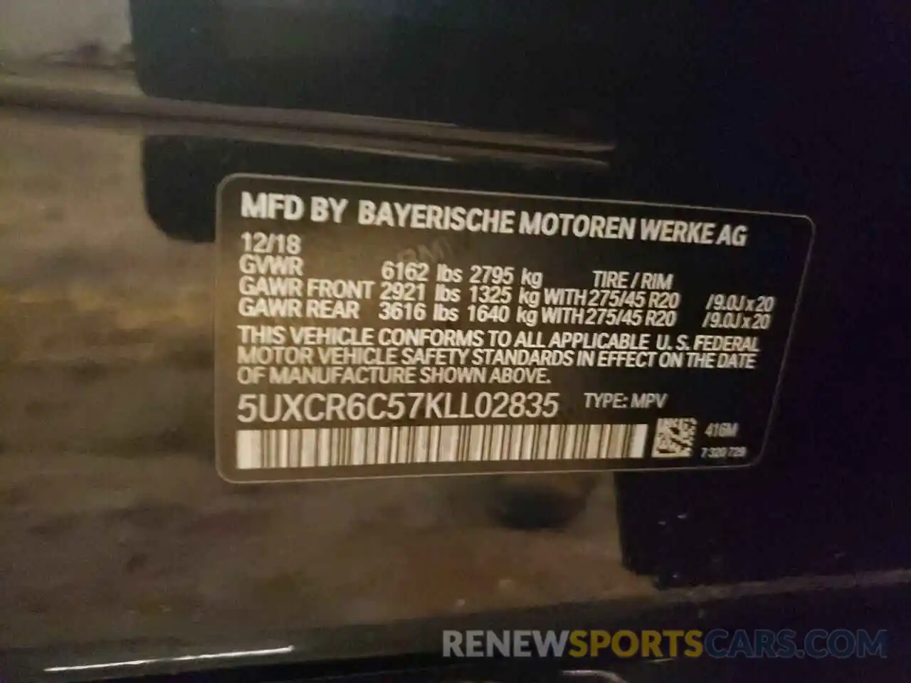 12 Photograph of a damaged car 5UXCR6C57KLL02835 BMW X5 2019