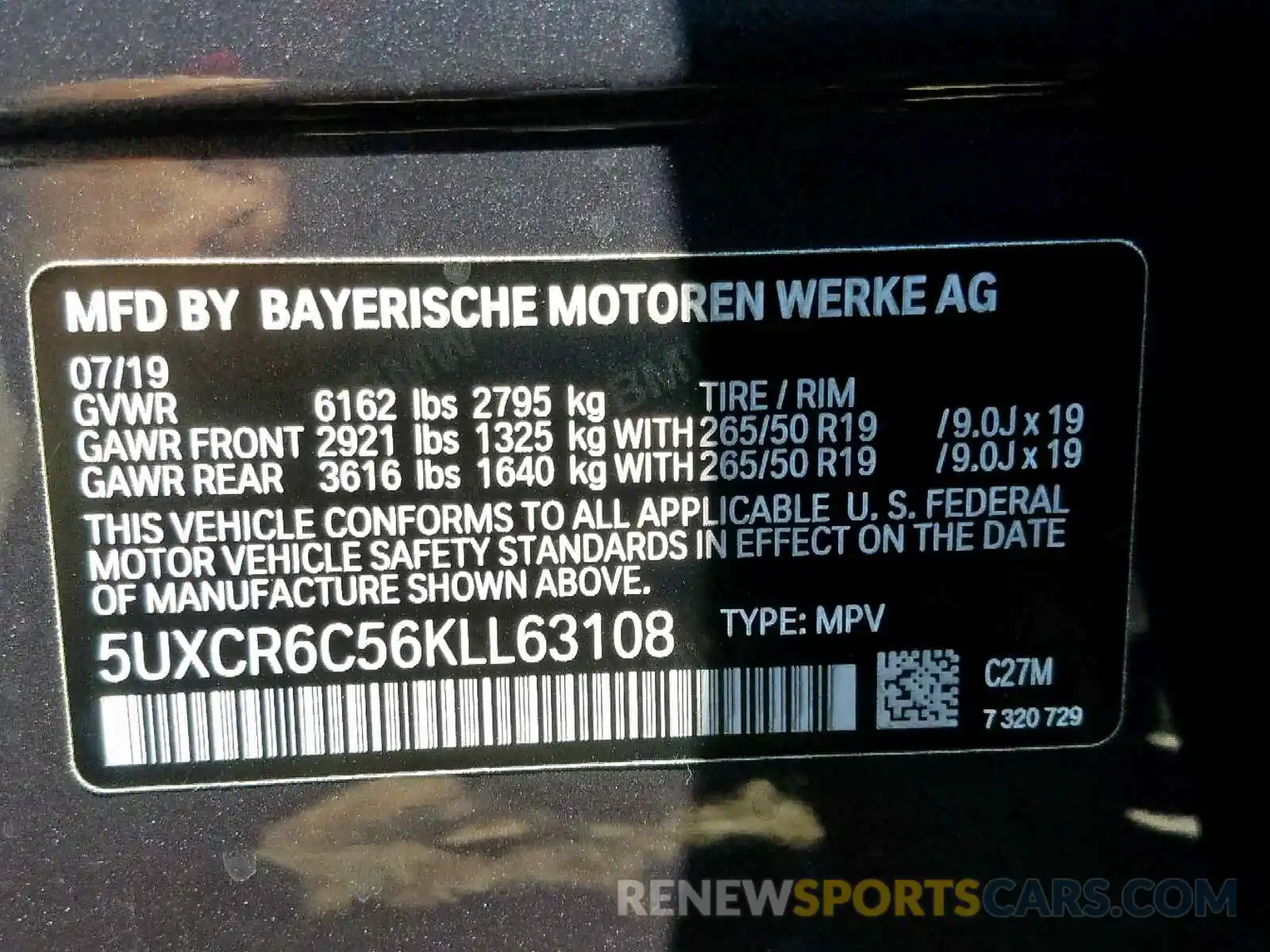 10 Photograph of a damaged car 5UXCR6C56KLL63108 BMW X5 XDRIVE4 2019