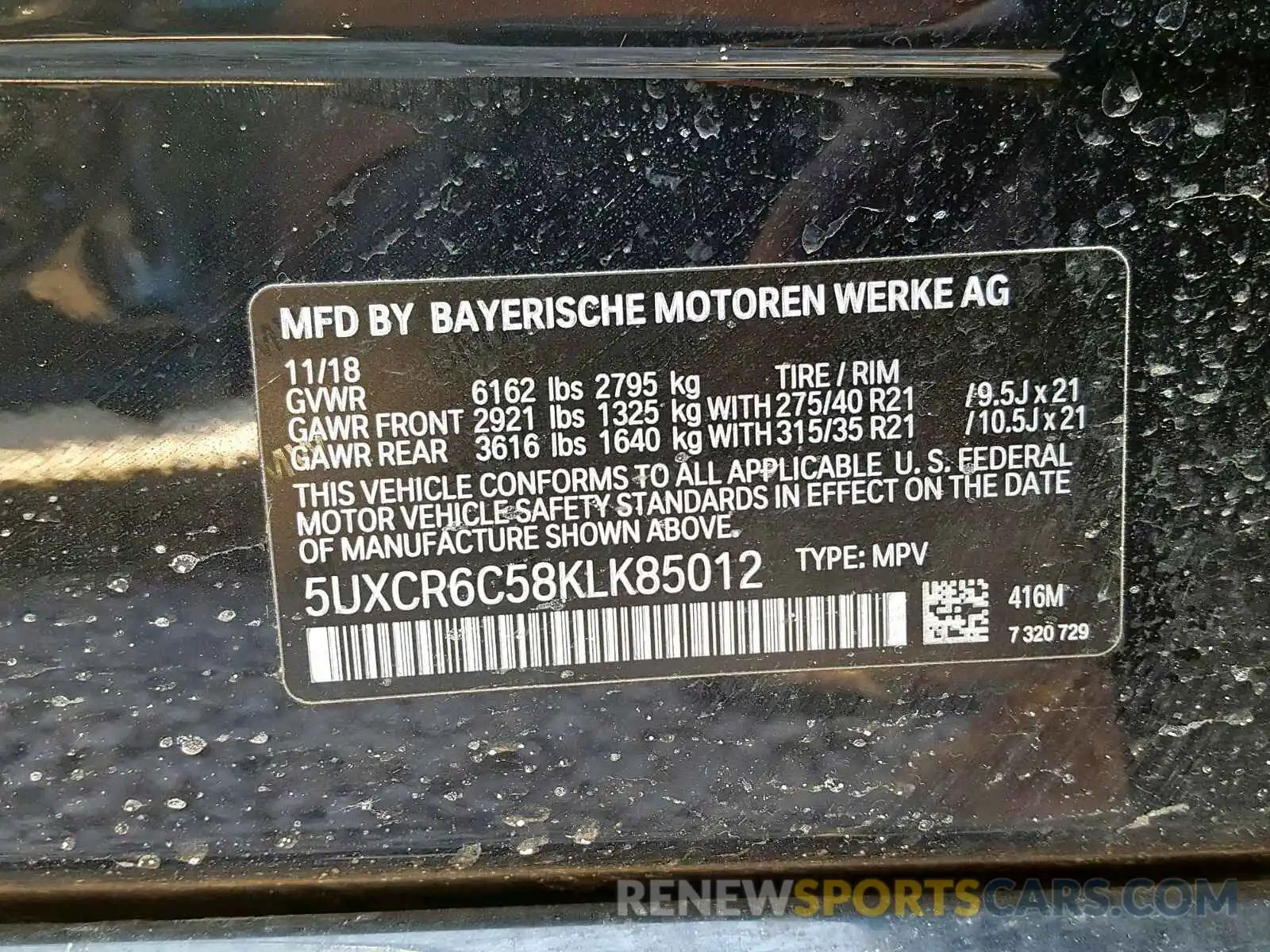 10 Photograph of a damaged car 5UXCR6C58KLK85012 BMW X5 XDRIVE4 2019
