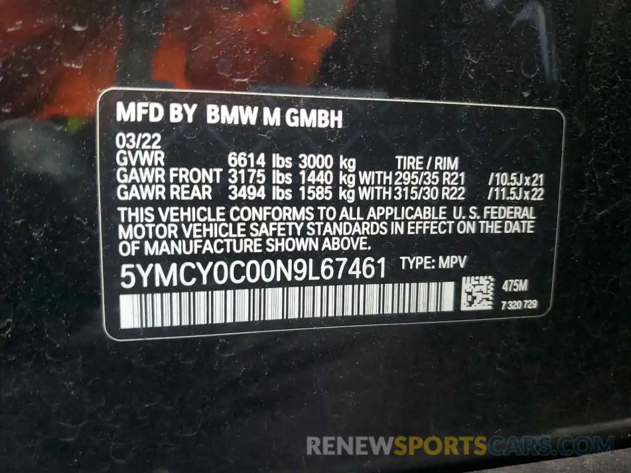 12 Photograph of a damaged car 5YMCY0C00N9L67461 BMW X6 2022
