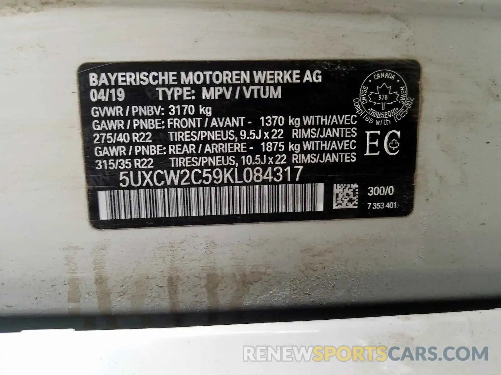 10 Photograph of a damaged car 5UXCW2C59KL084317 BMW X7 XDRIVE4 2019