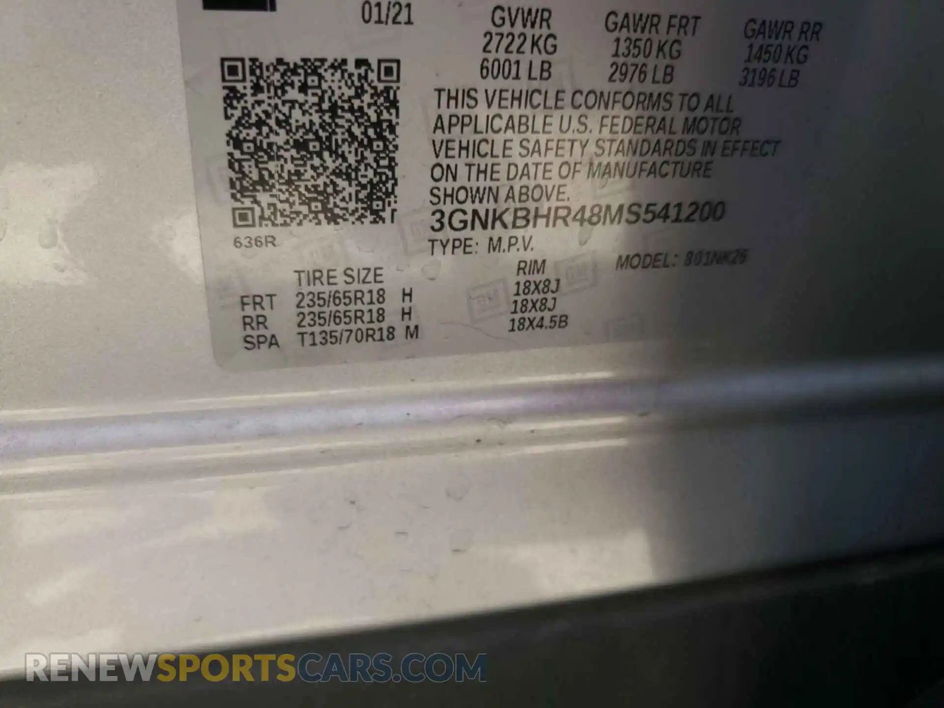 2 Photograph of a damaged car 3GNKBHR48MS541200 CHEVROLET BLAZER 2021