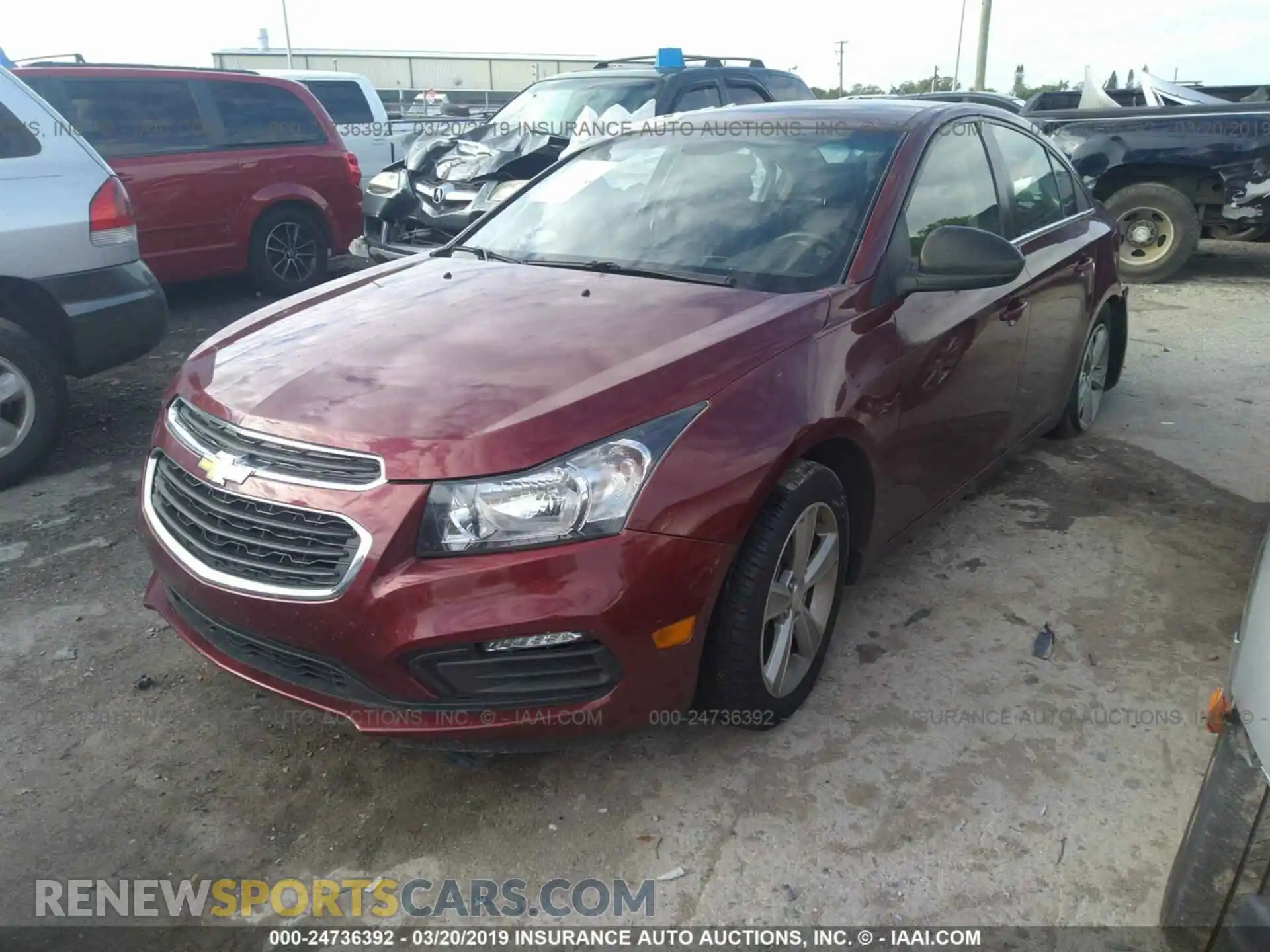 2 Photograph of a damaged car 1G1PE5SB9F7287097 CHEVROLET CRUZE 2015