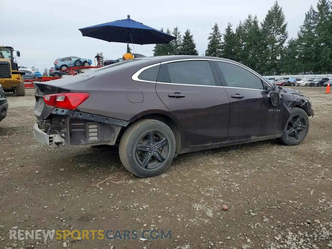3 Photograph of a damaged car 1G1ZC5ST7MF083098 CHEVROLET MALIBU 2021
