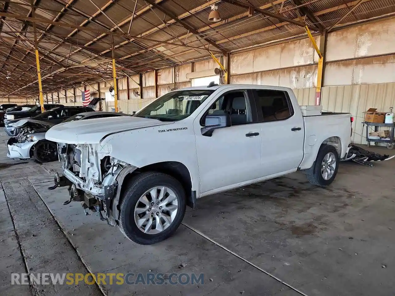 1 Photograph of a damaged car 1GCPWBEK6MZ390106 CHEVROLET SILVERADO 2021