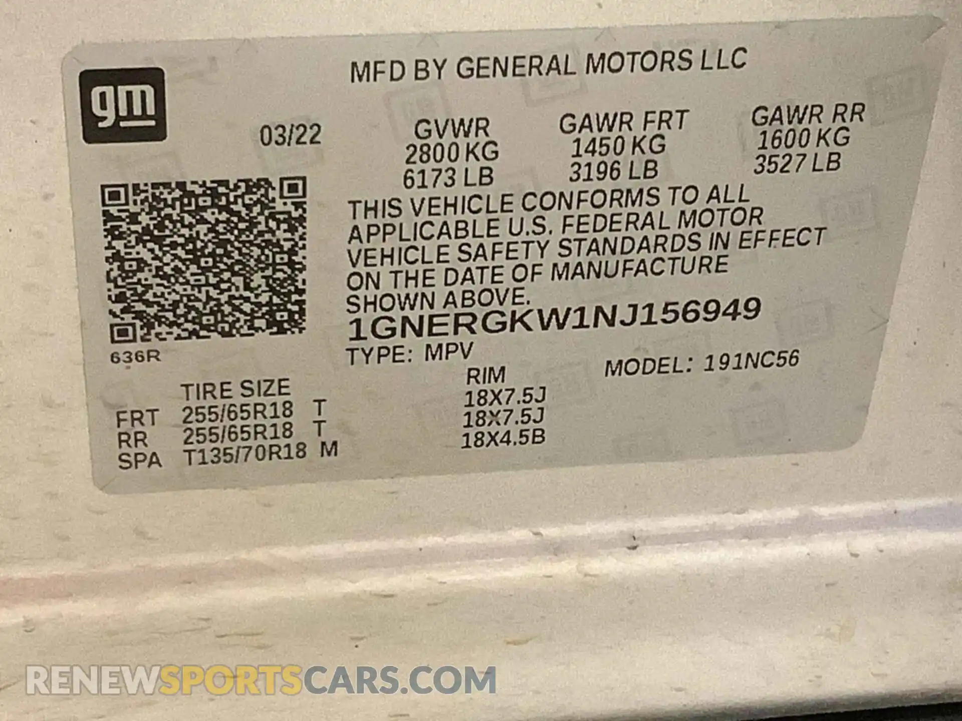 3 Photograph of a damaged car 1GNERGKW1NJ156949 CHEVROLET TRAVERSE 2022