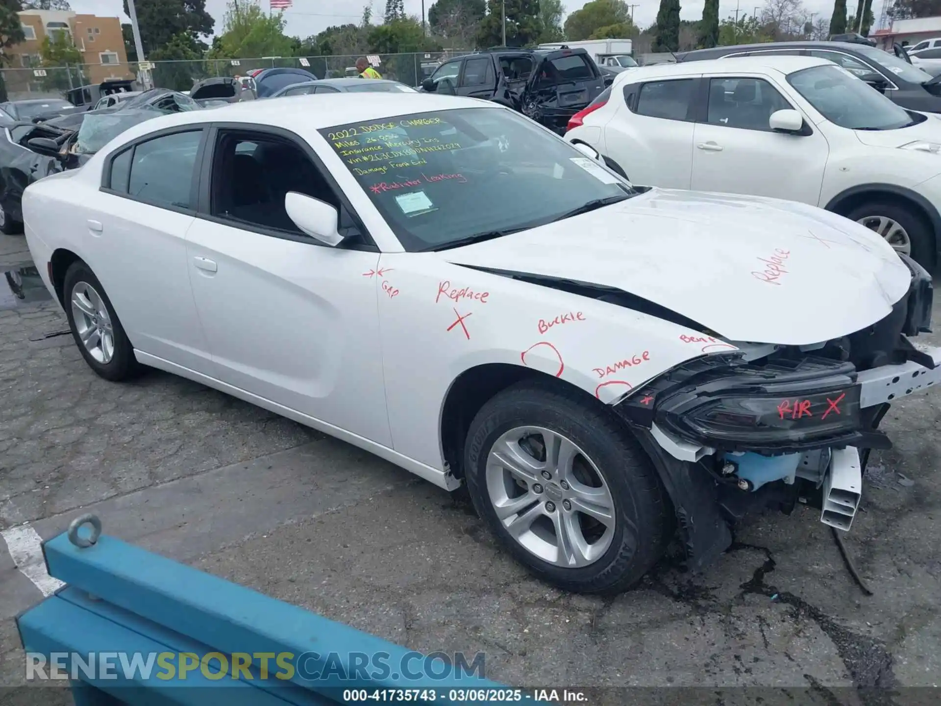 1 fotografías del automóvil dañado 2C3CDXBG0NH262029 DODGE CHARGER 2022