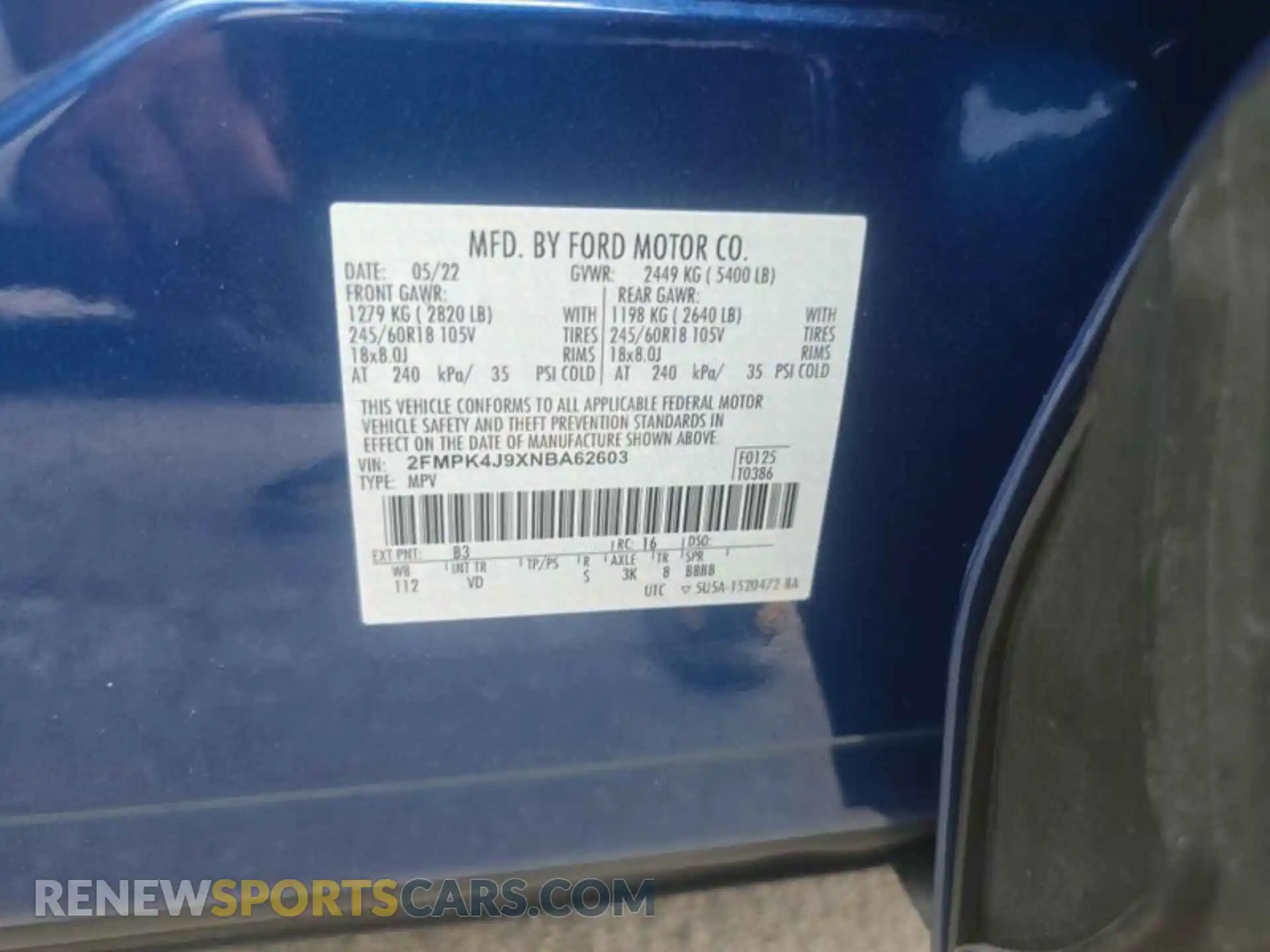 2 Photograph of a damaged car 2FMPK4J9XNBA62603 FORD EDGE 2022