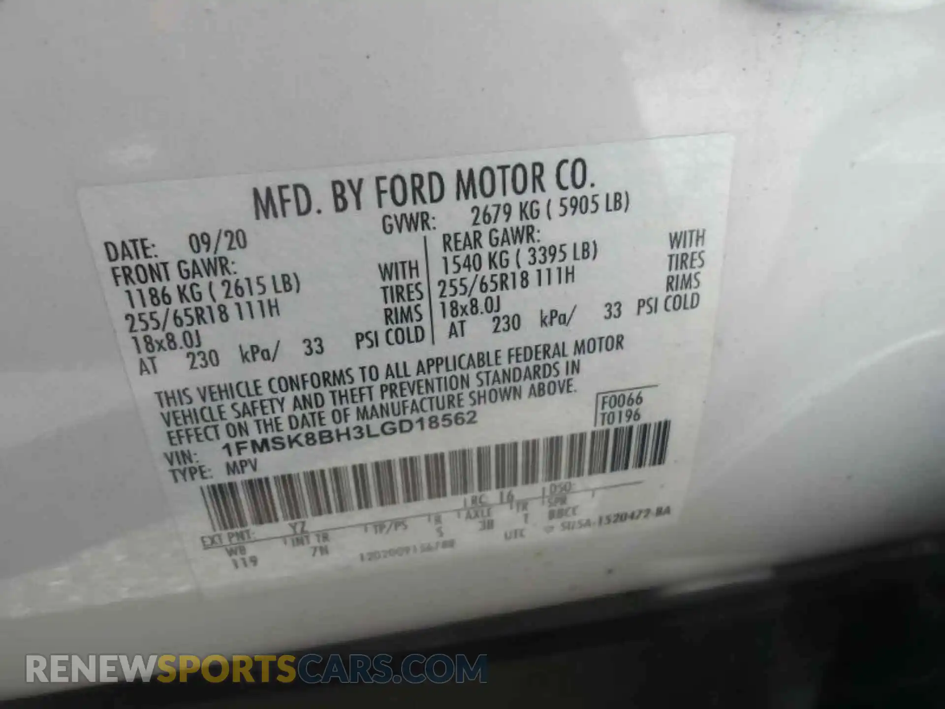 2 Photograph of a damaged car 1FMSK8BH3LGD18562 FORD EXPLORER 2020
