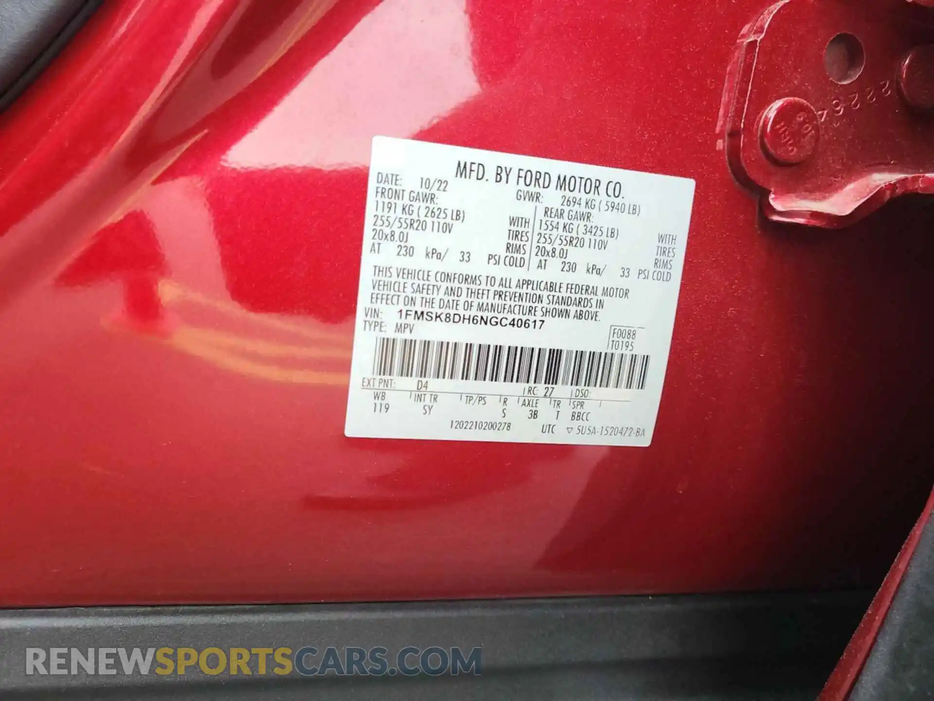 3 Photograph of a damaged car 1FMSK8DH6NGC40617 FORD EXPLORER 2022