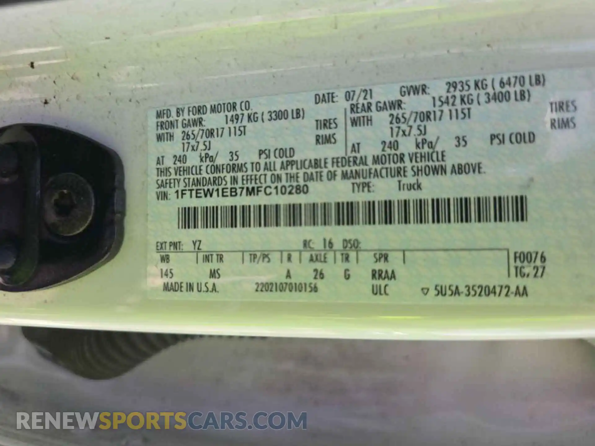3 Photograph of a damaged car 1FTEW1EB7MFC10280 FORD F150 2021