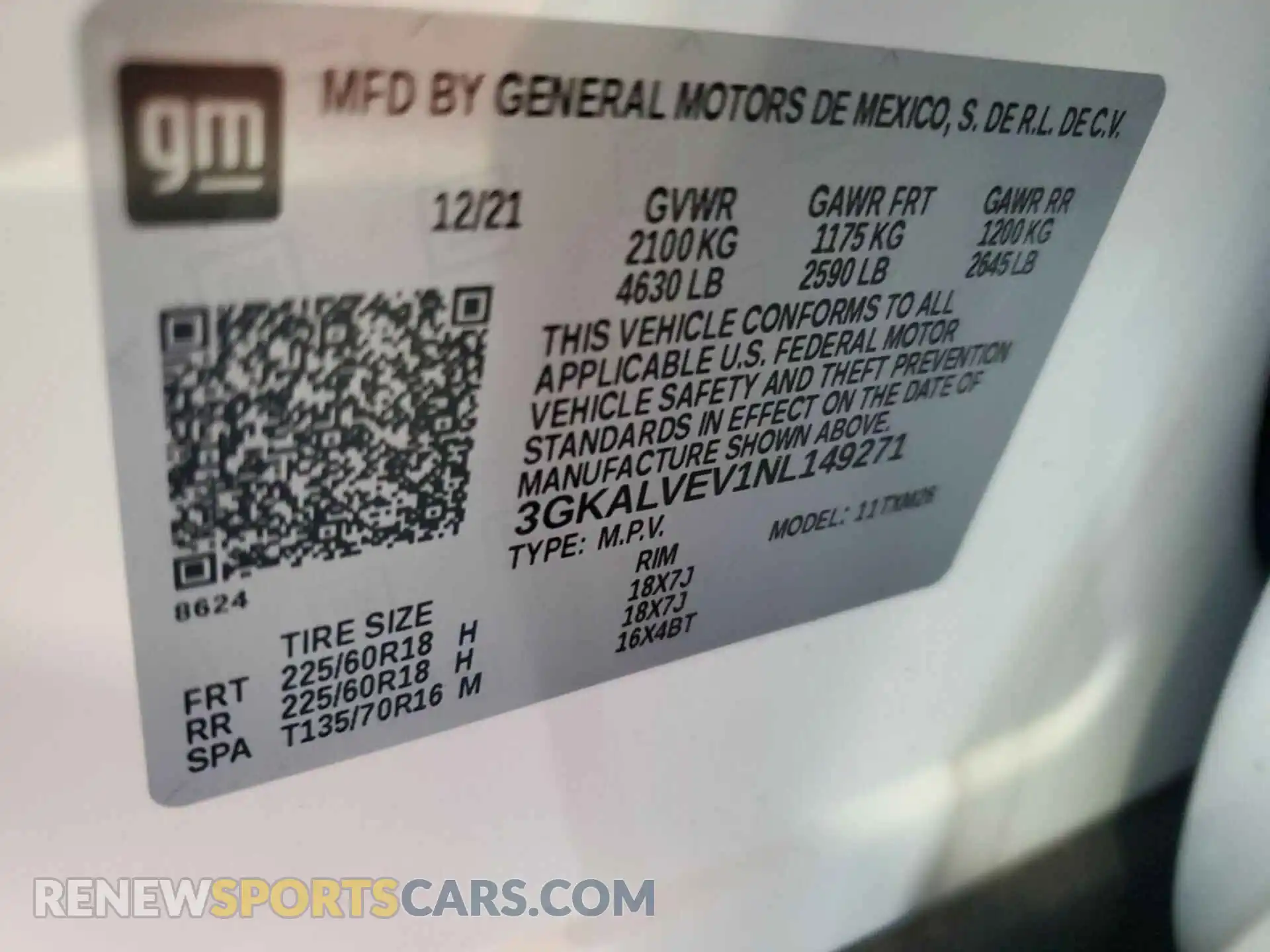 1 Photograph of a damaged car 3GKALVEV1NL149271 GMC TERRAIN 2022
