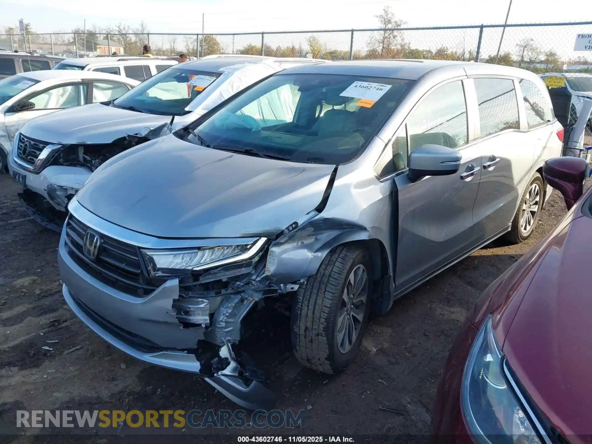 2 fotografías del automóvil dañado 5FNRL6H70MB023353 HONDA ODYSSEY 2021