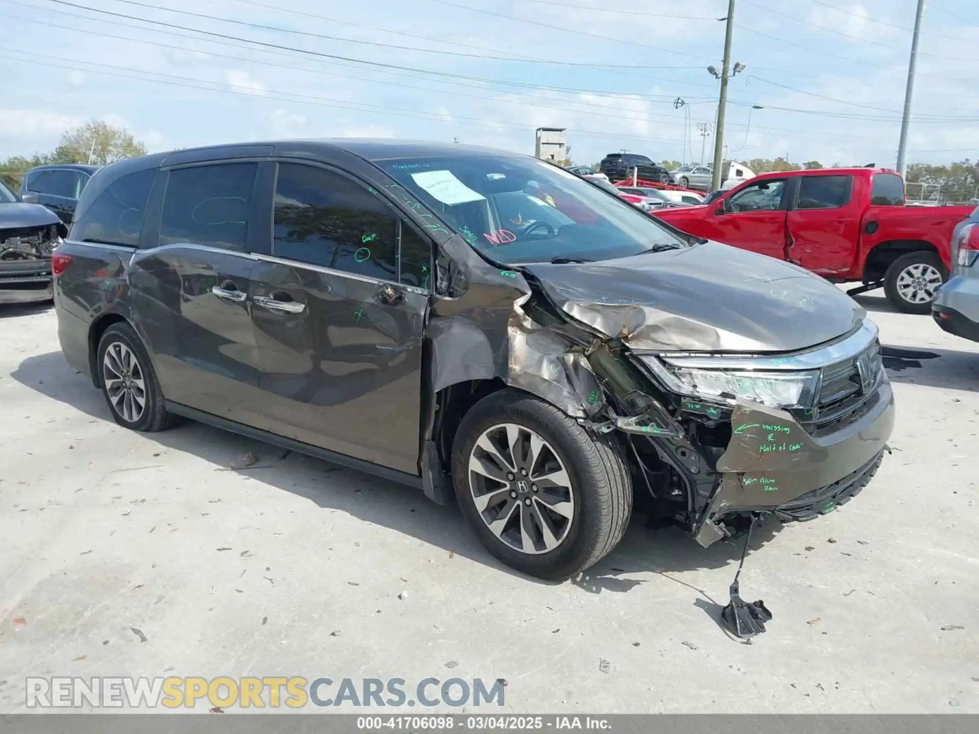 1 Photograph of a damaged car 5FNRL6H77NB031502 HONDA ODYSSEY 2022